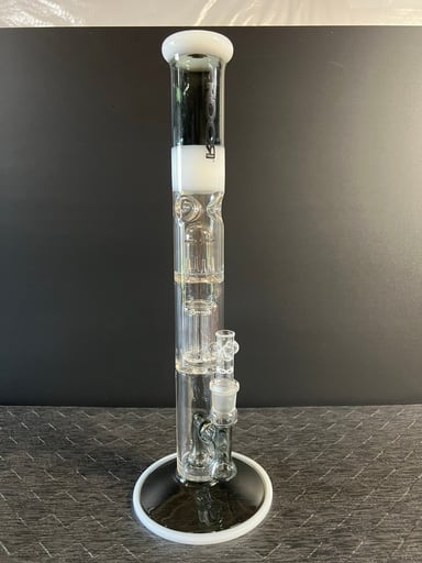 Preview pic of ROOR Tech Black White Fixed 18mm Triple Perc Straight Tube