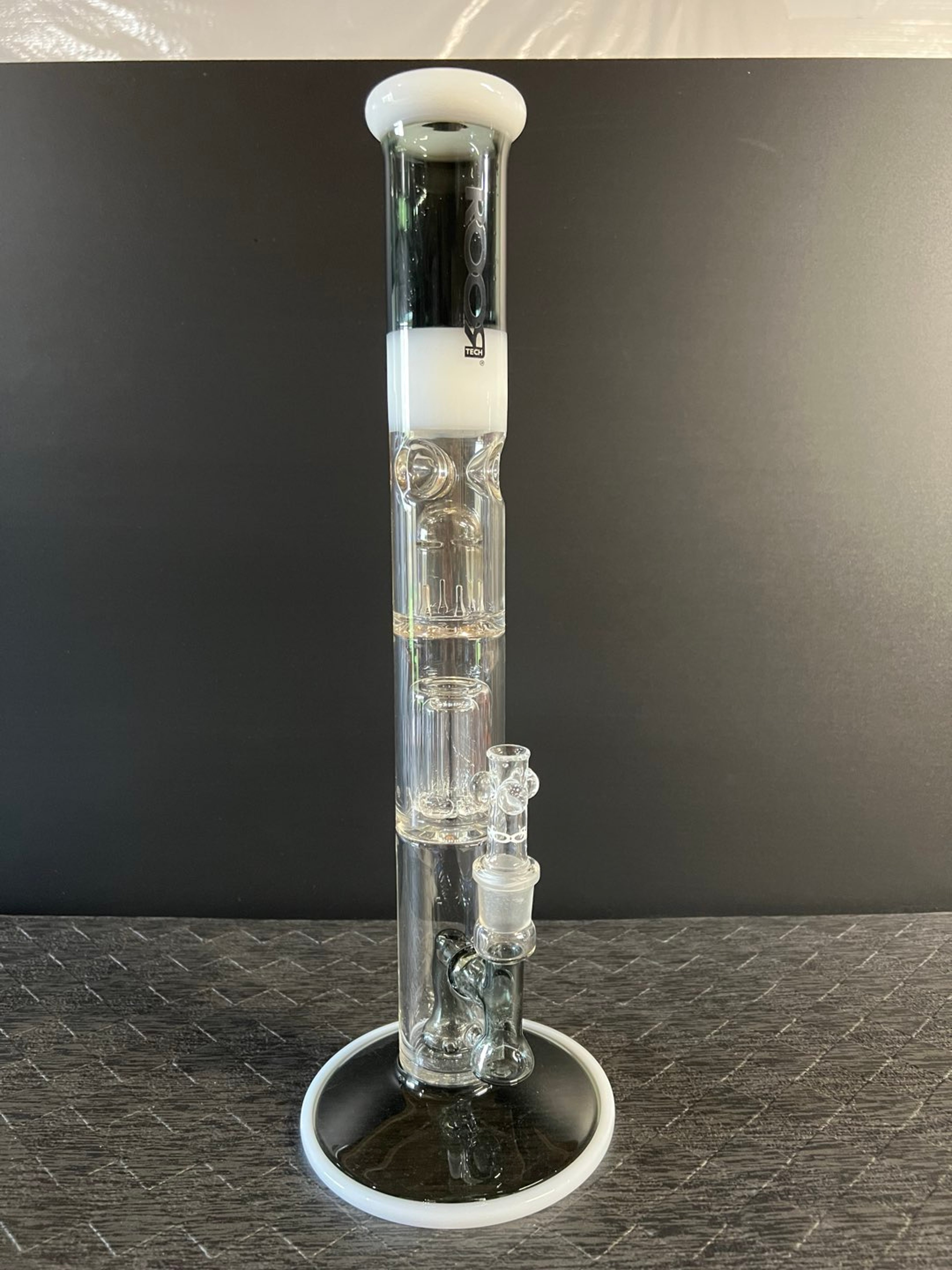 Preview pic of ROOR Tech Black White Fixed 18mm Triple Perc Straight Tube