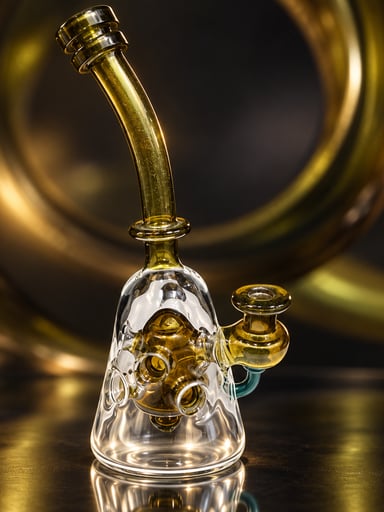 Preview pic of 🆕 REDTAIL GLASS FAB BEAKER Lime over Bronze Pearl color accents