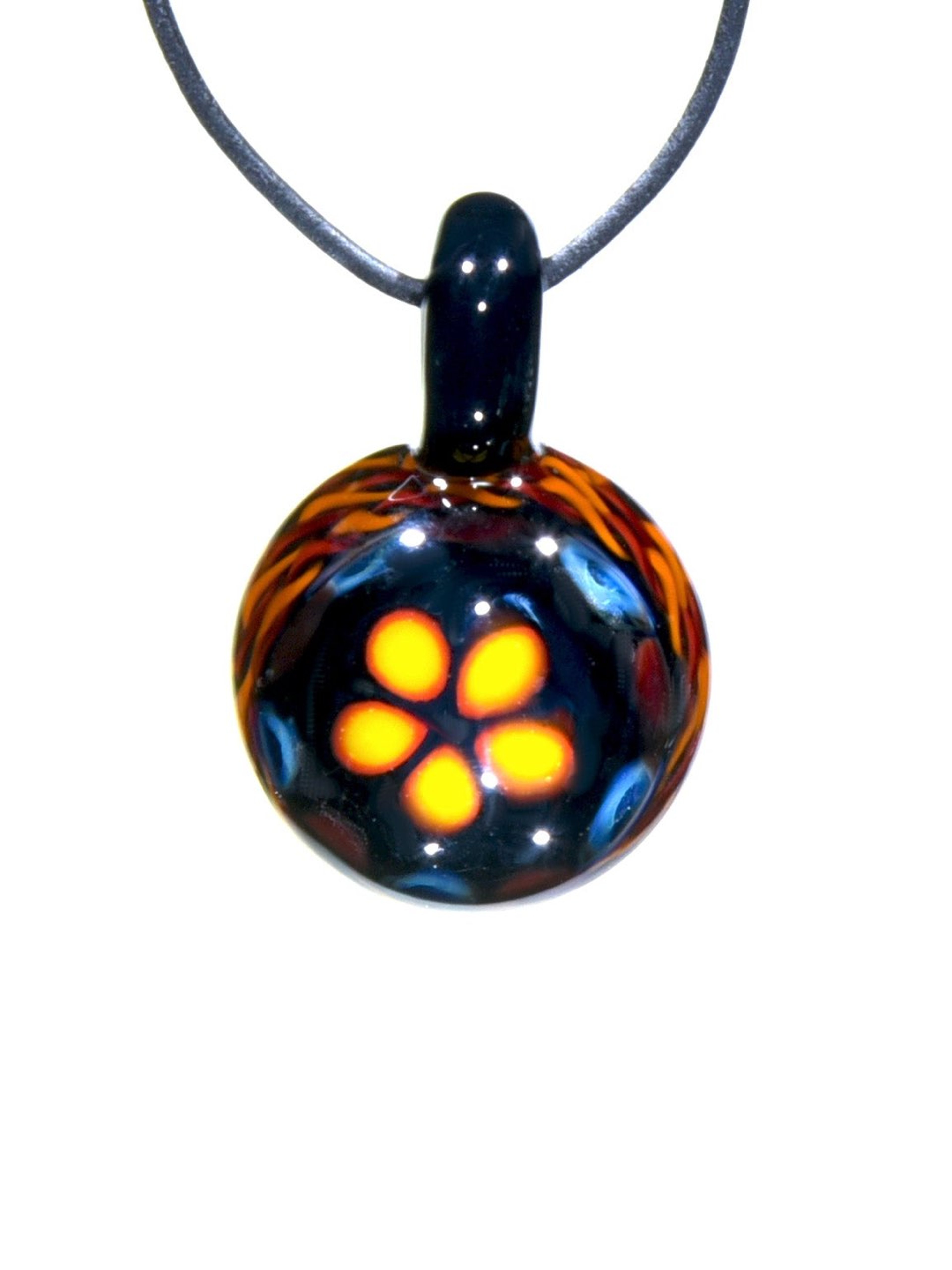 Preview pic of Sarah Krunk - Fiery Coilpot Pendant w/ Flower Millie