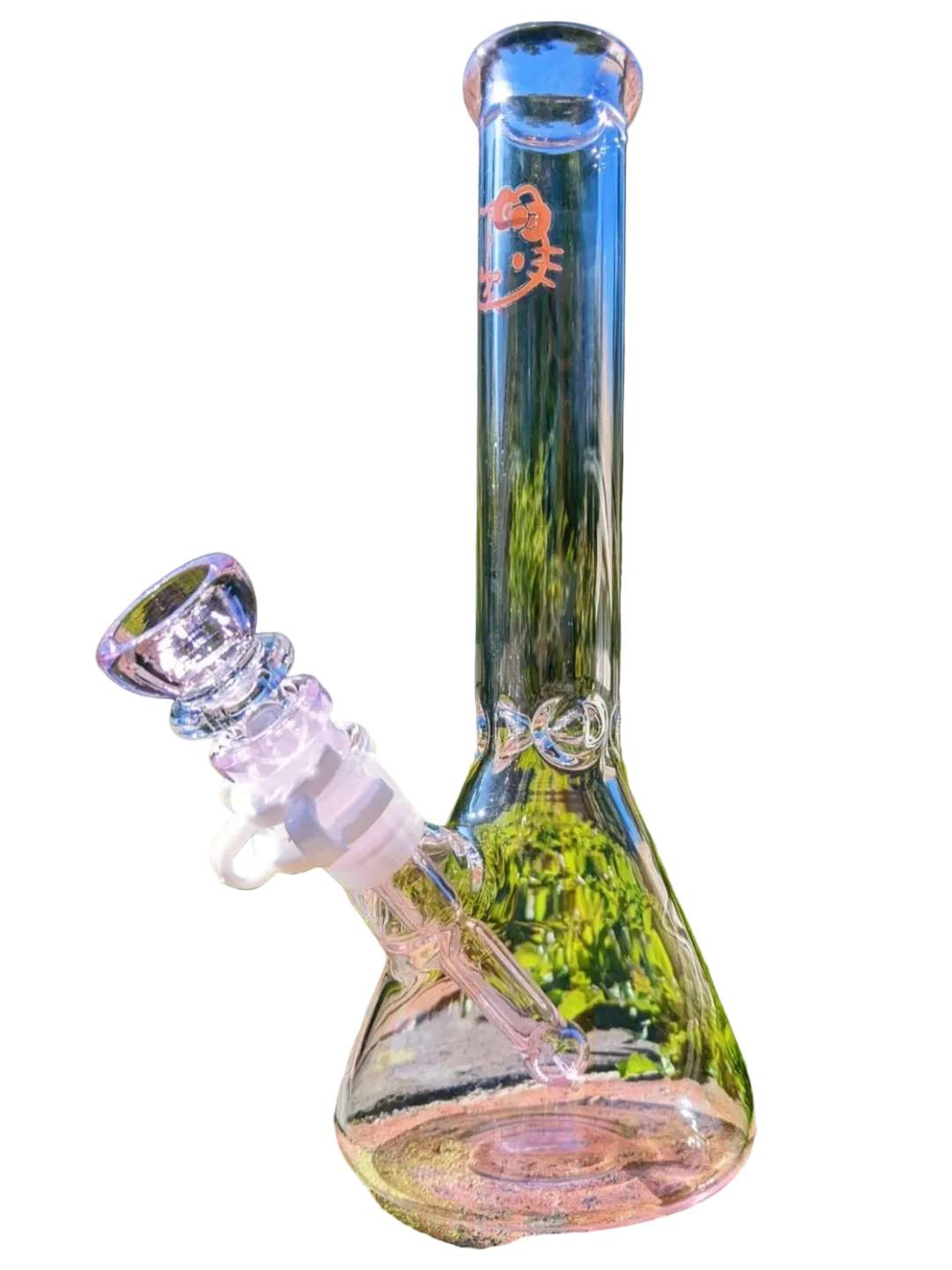 🚨10' Premium High Quality🚨 Glass Beaker Water Bong W/ HELLO KITTY2 Design 14mm Male Bowl image 0