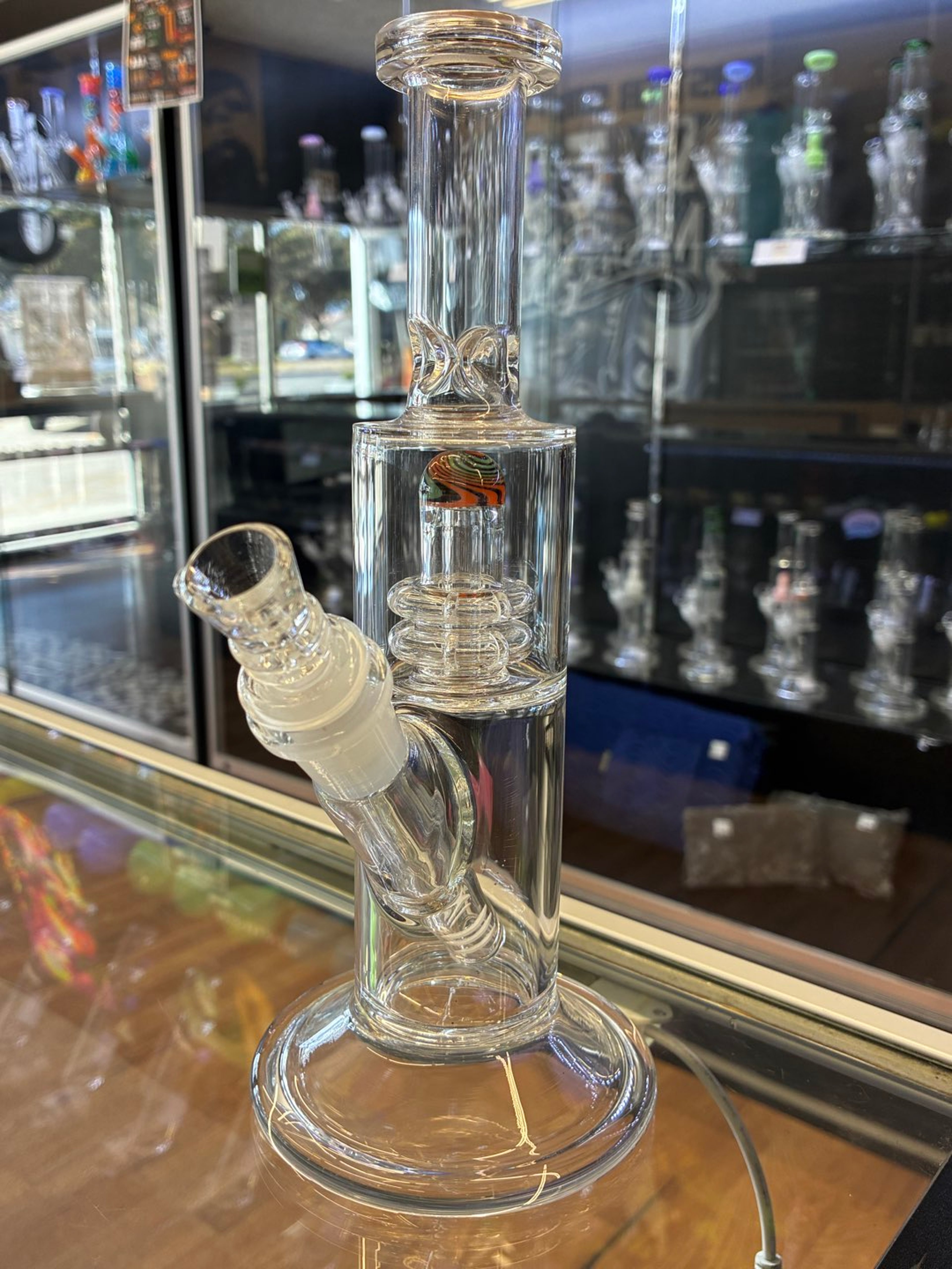 10” American Made Glass Tube with Wig Wag UFO Showerhead perc image 0