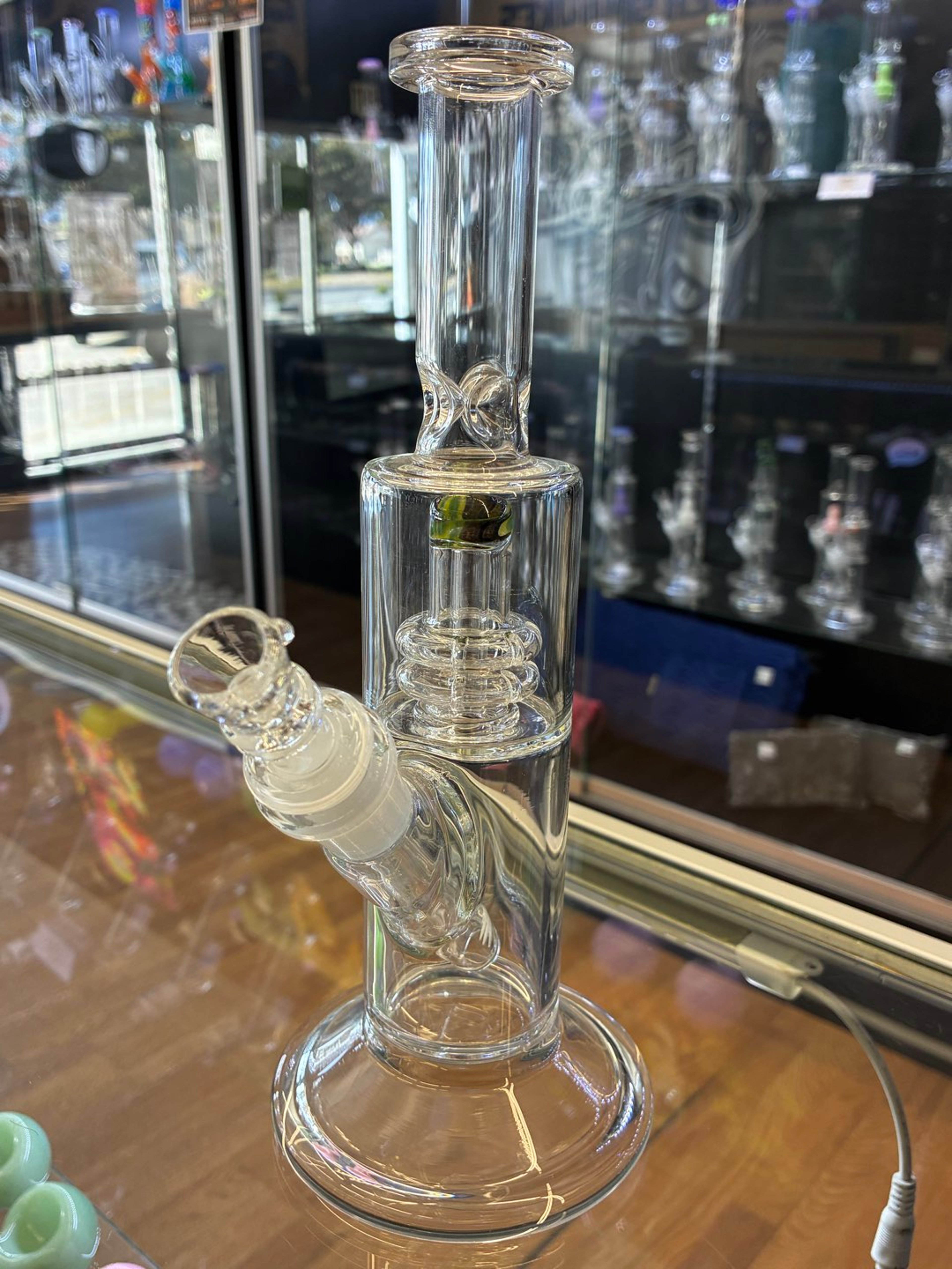 10” American Made Glass Tube with Wig Wag UFO showerhead perc image 0
