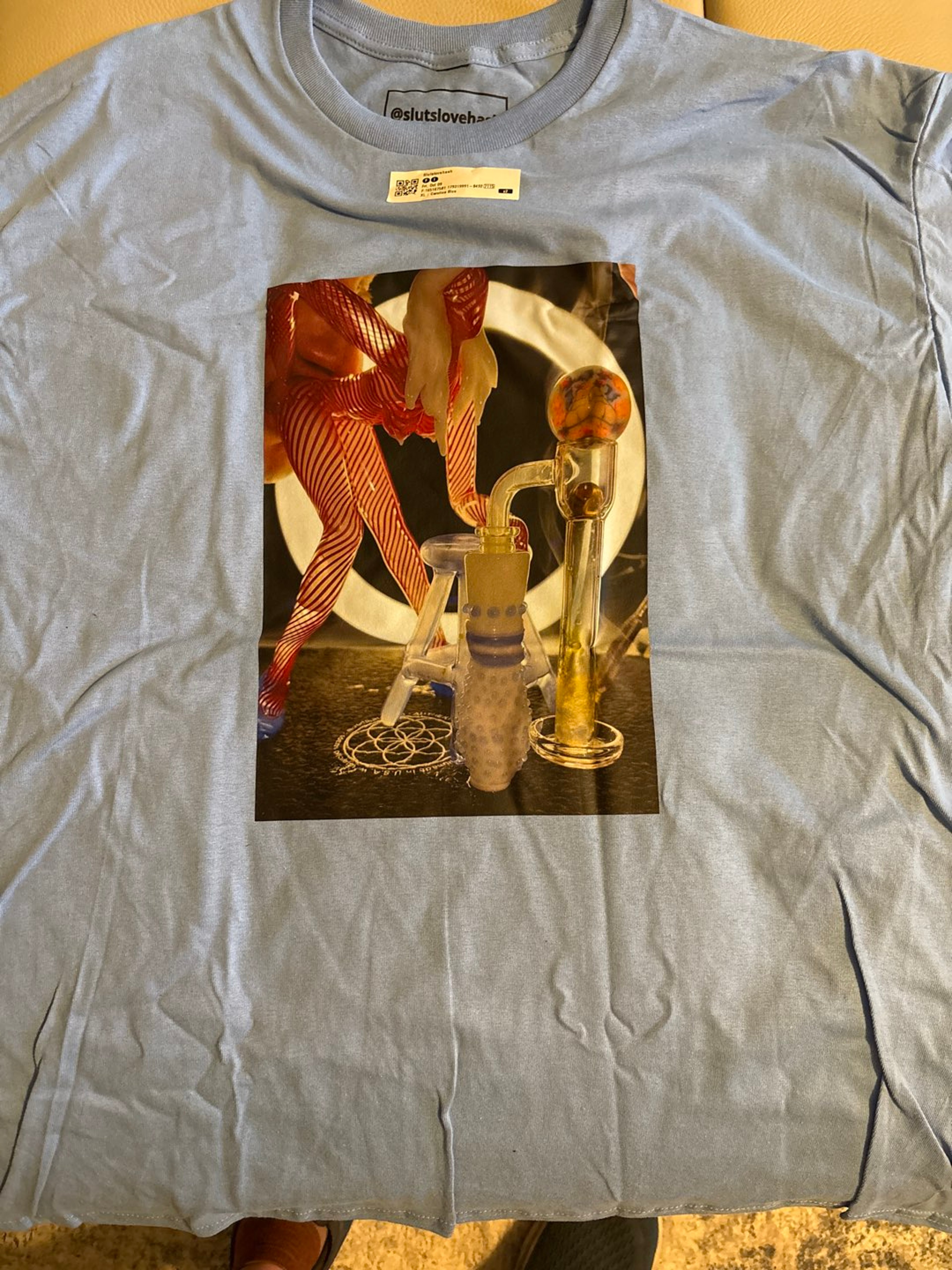 Preview pic of SlutsLoveHash FAMOUS STRIPPER TEE Carolina blue XL
