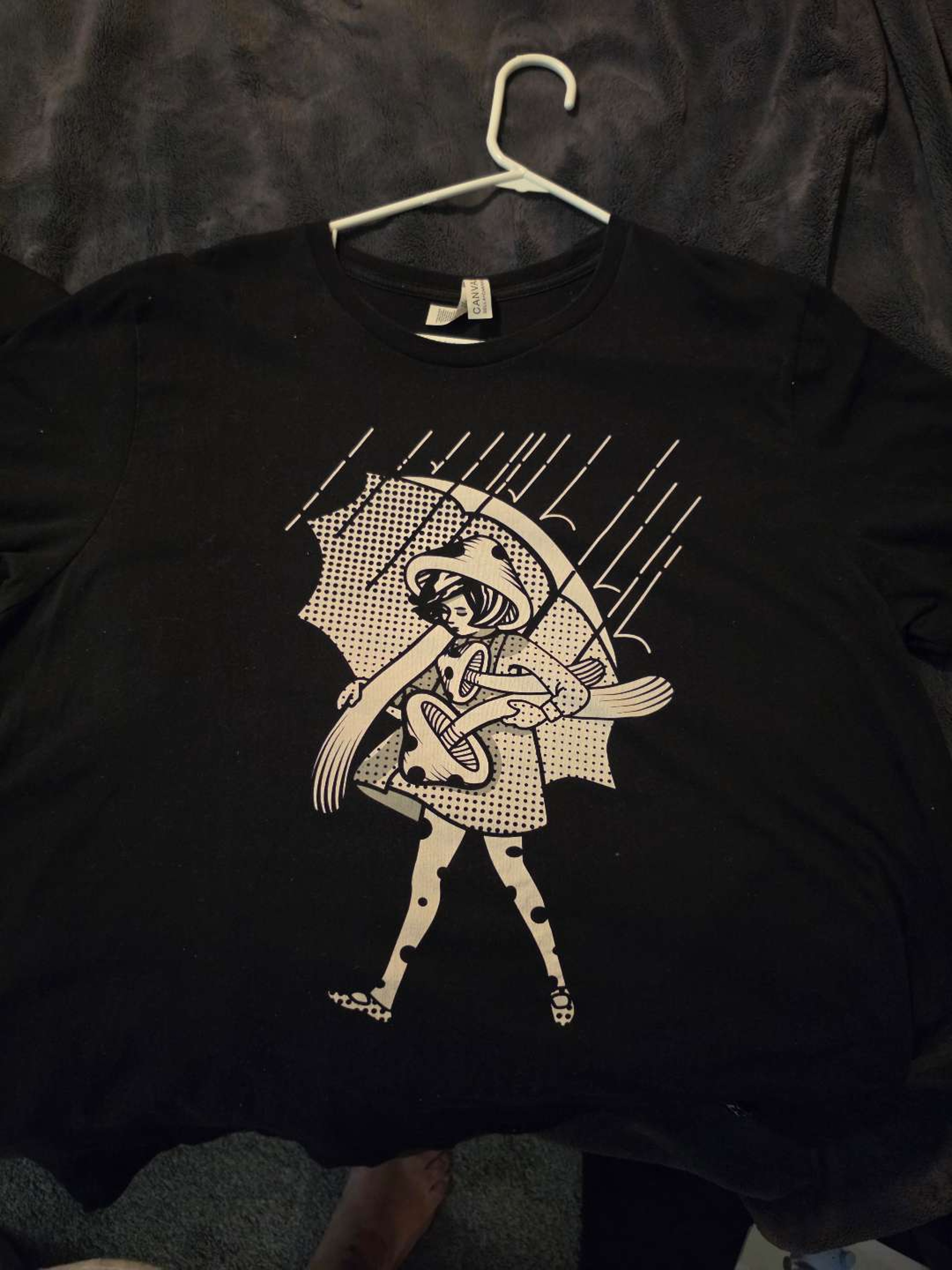 Preview pic of Slinger Mushroom Girl Shirt BW - XL (Gently used)