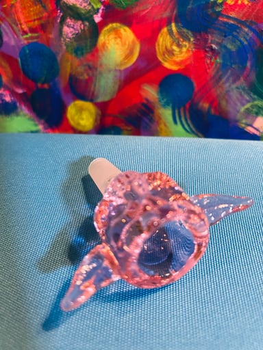 Preview pic of Transparent pink glass Yoda bowl
