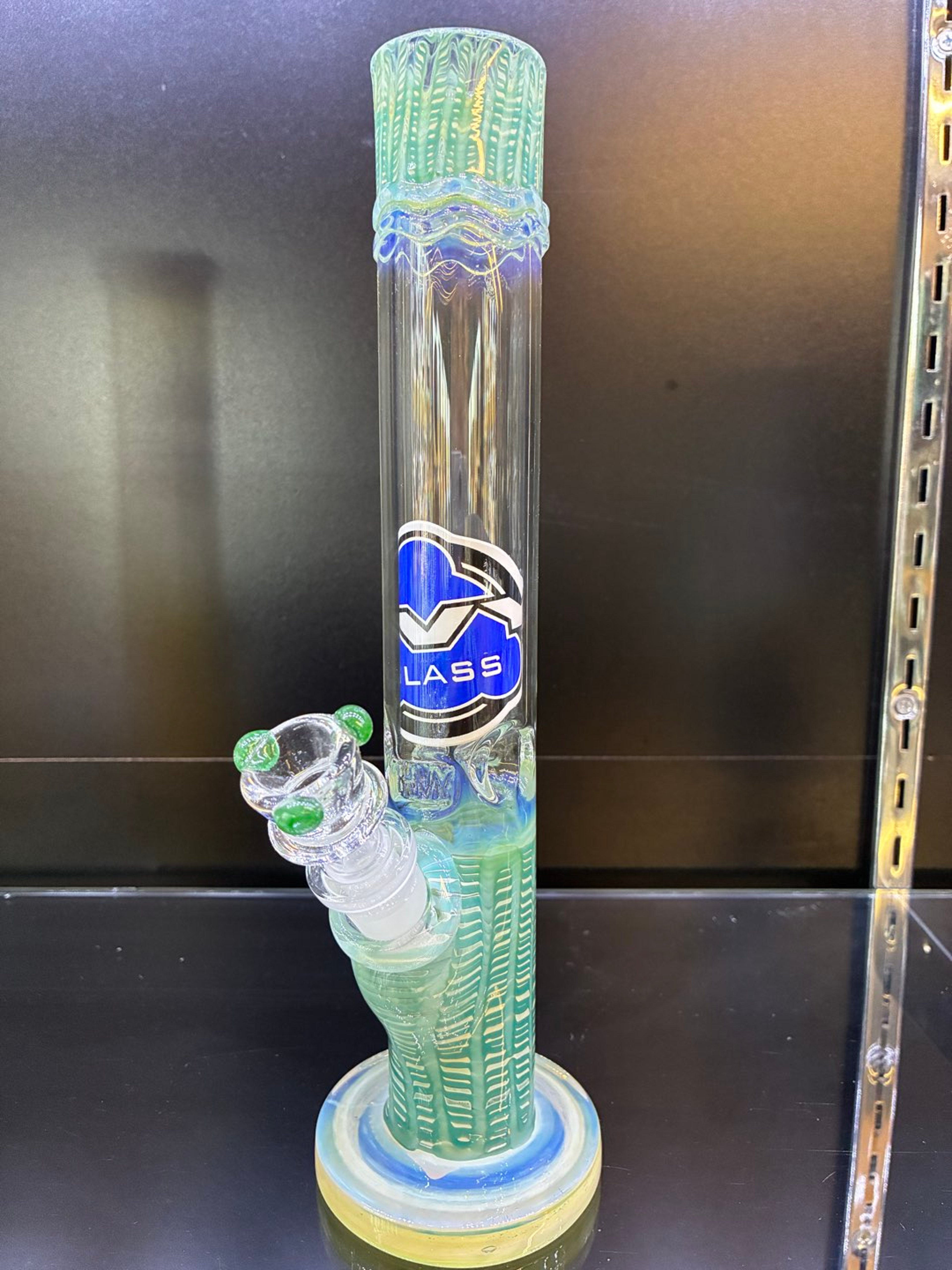 10” HVY Glass Green Raked Fumed image 0
