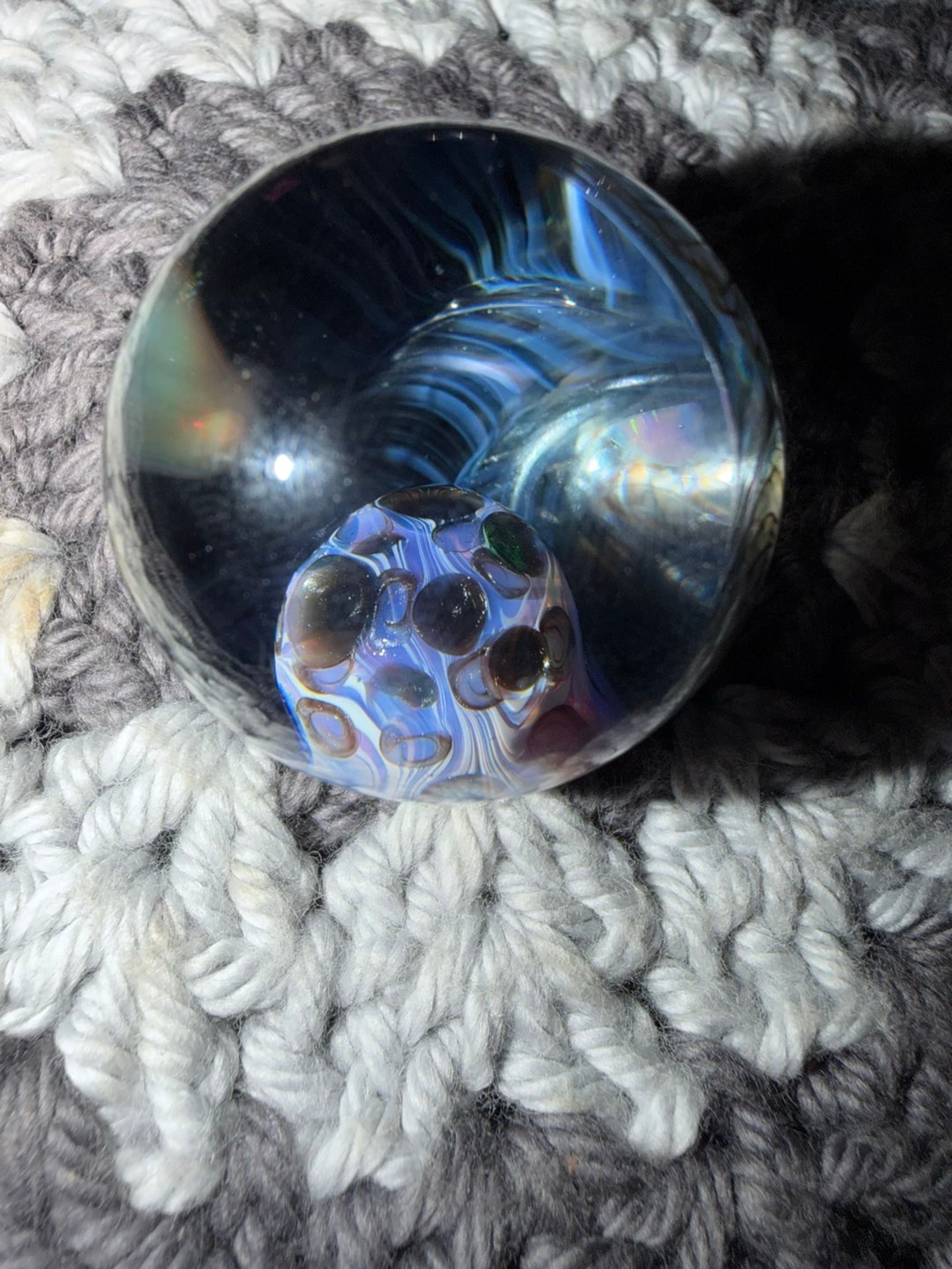 Preview pic of orbital glass trapped planet opal moon marble
