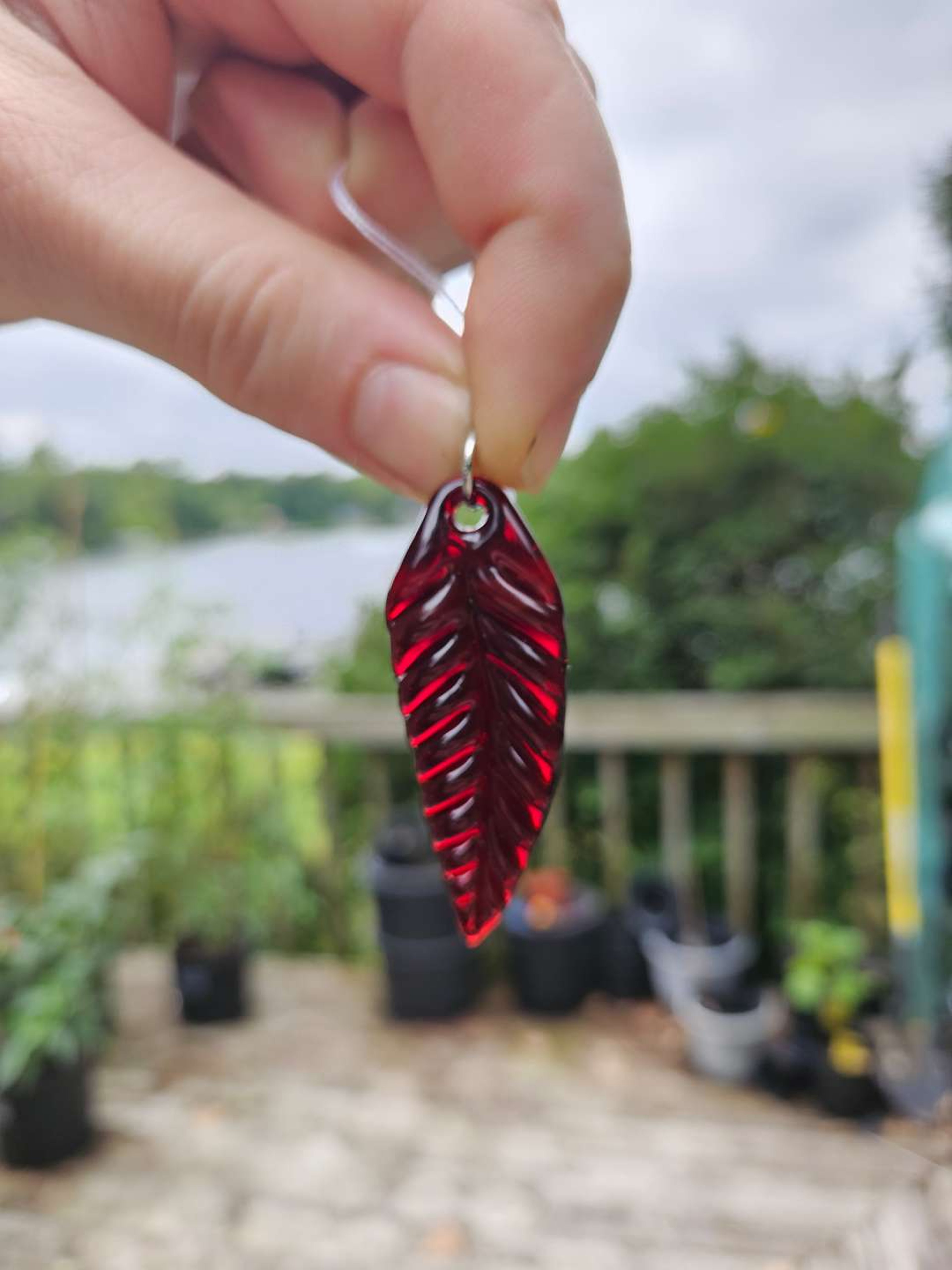 Preview pic of Red Carved Leaf Pendant