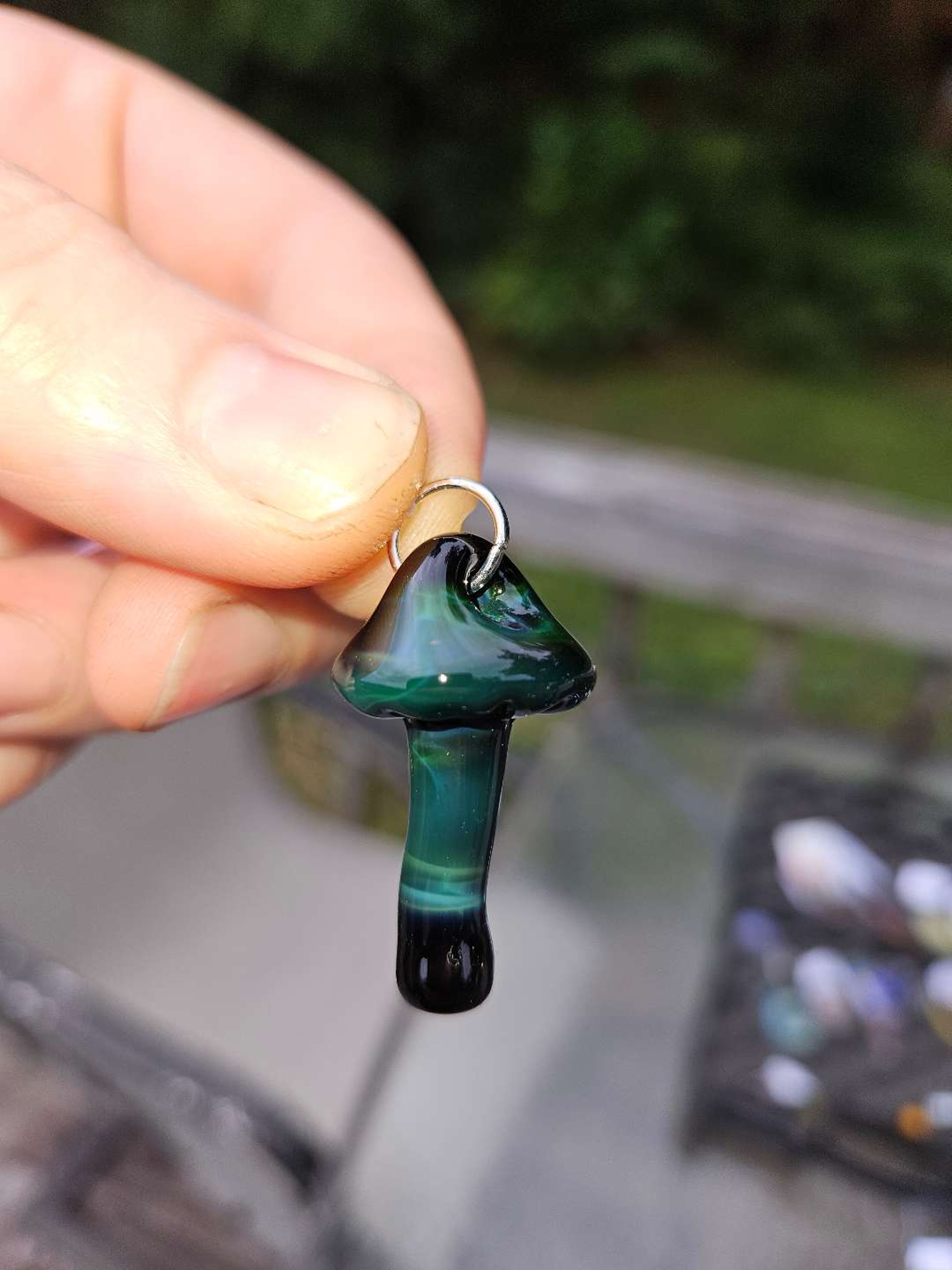 Preview pic of Green Carved Mushroom Pendant