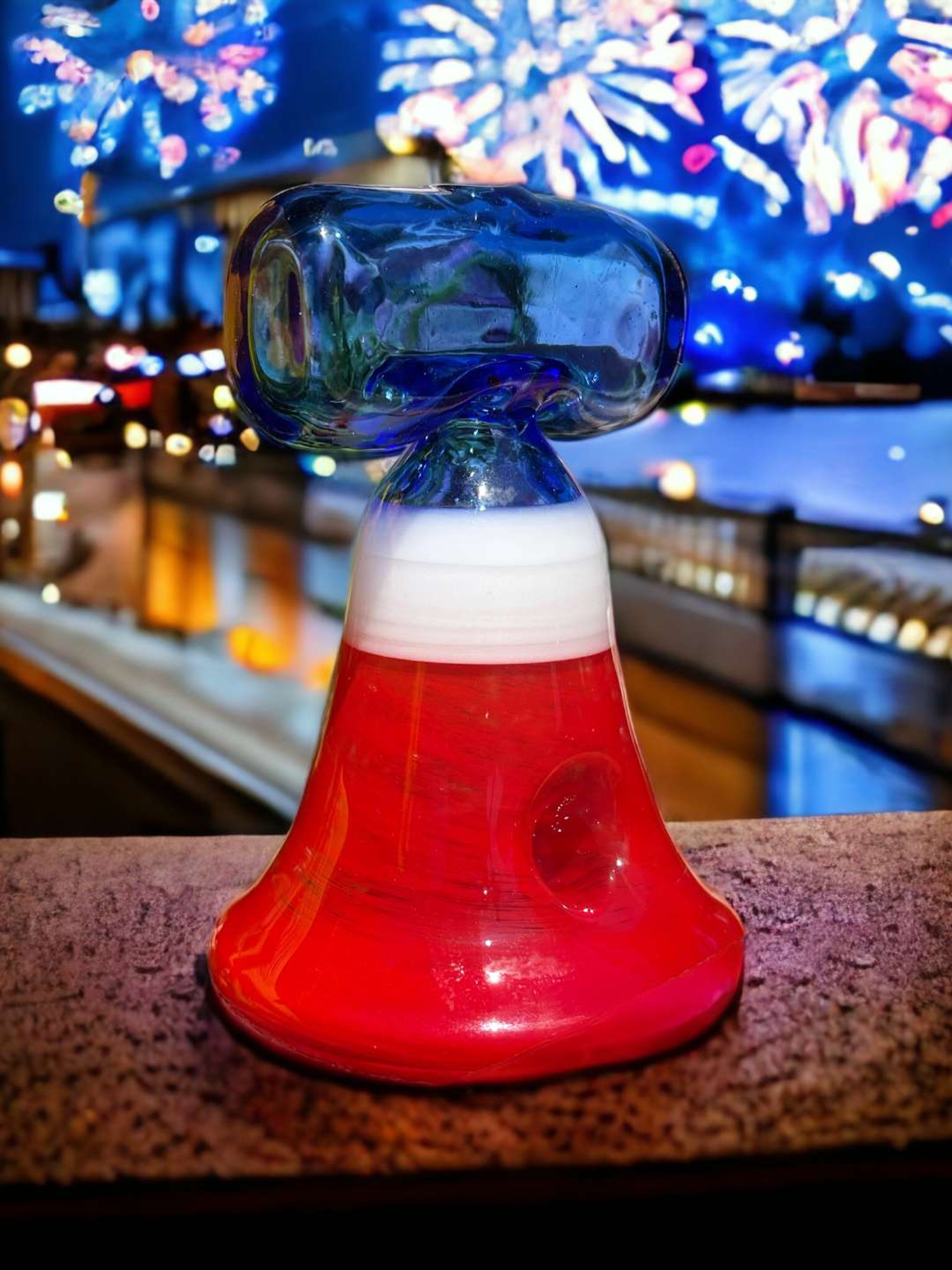 Preview pic of Pmack Glass 4" Liberty Bell Stand-Up Hand Pipe
