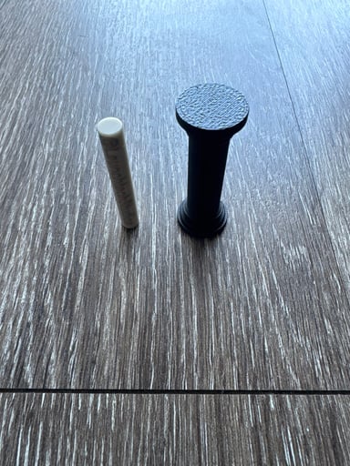 Preview pic of Aluminum Nitride pillar AlN 6mm x 45mm engraved “LaunchTech Studios” Pinnacle Pillars Om Quartz