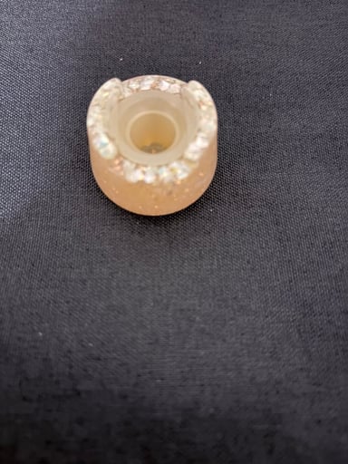 Preview pic of Solid Collection - Resin Bubble Cap Holder with Silicone Insert Cream with glitter