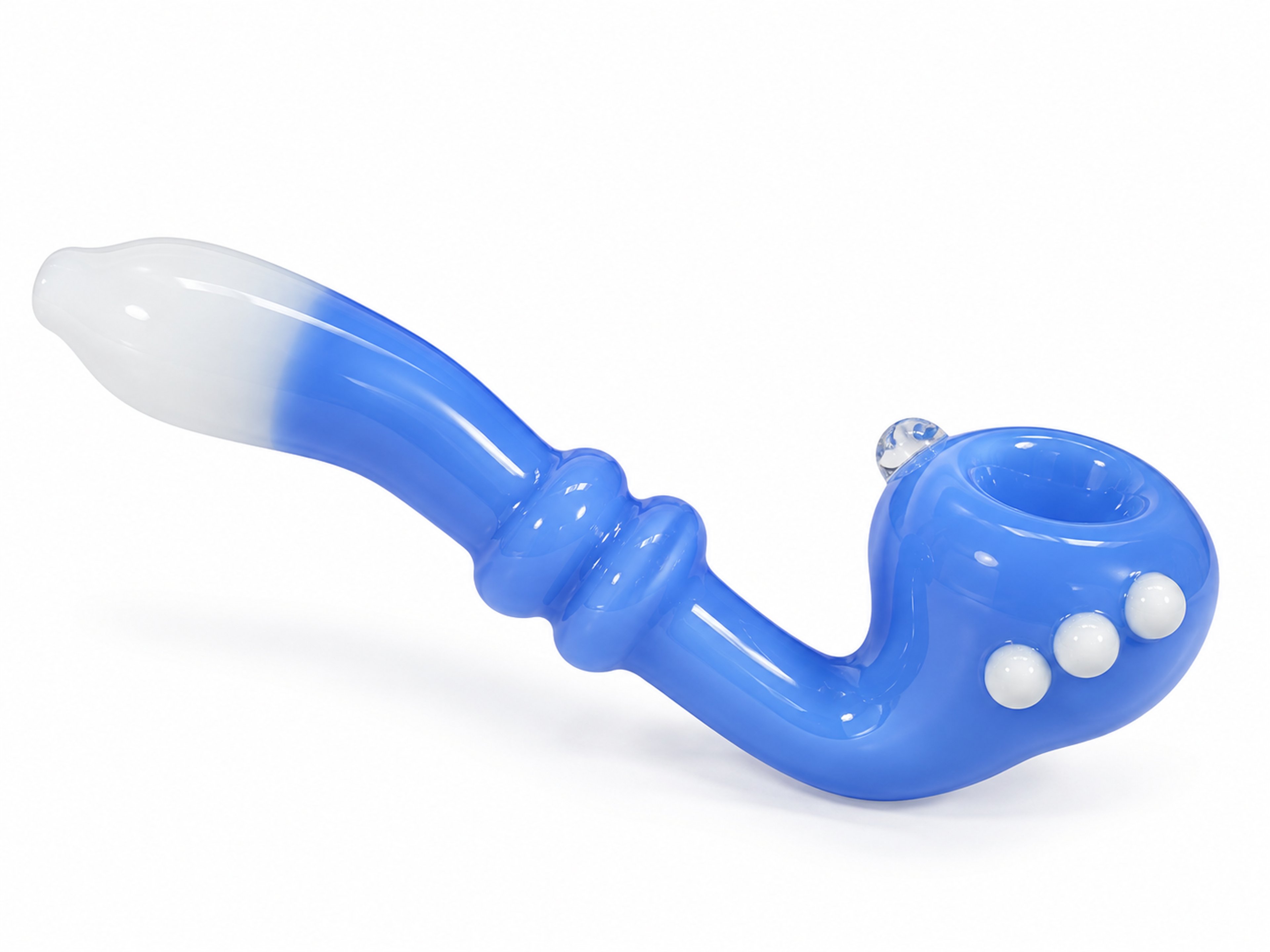 Preview pic of 5” Two-Tone Blue & White Sherlock Glass Pipe