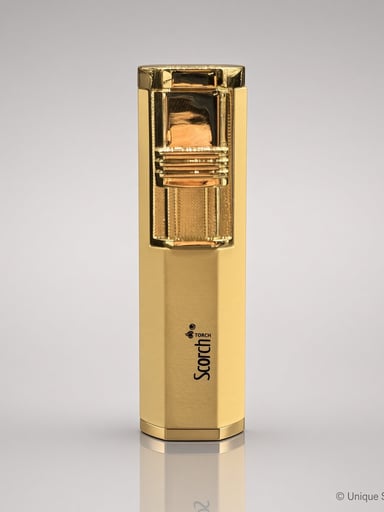 Preview pic of Scorch Torch 61706 Dual Flame Butane Lighter – Gold – Auto Open + Built-In Cigar Punch – 3.2” Compact