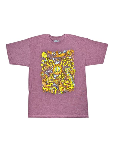 Preview pic of Skully Vibes "Battle for the Garden" Shirt - Maroon - Large