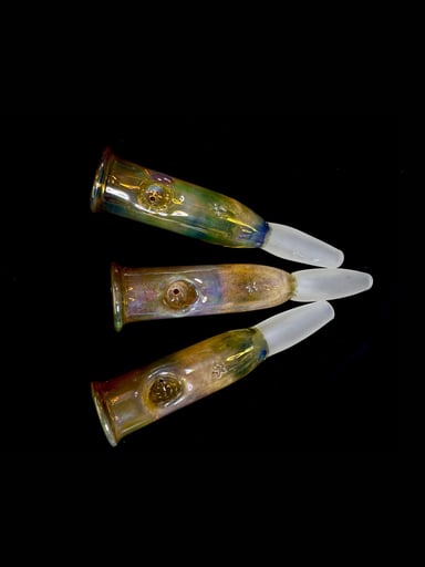 Preview pic of 2007 Vintage Starfish Armory .50 Caliber Bullet Glass Slides/Chillums – Mint Brand New Deadstock Set