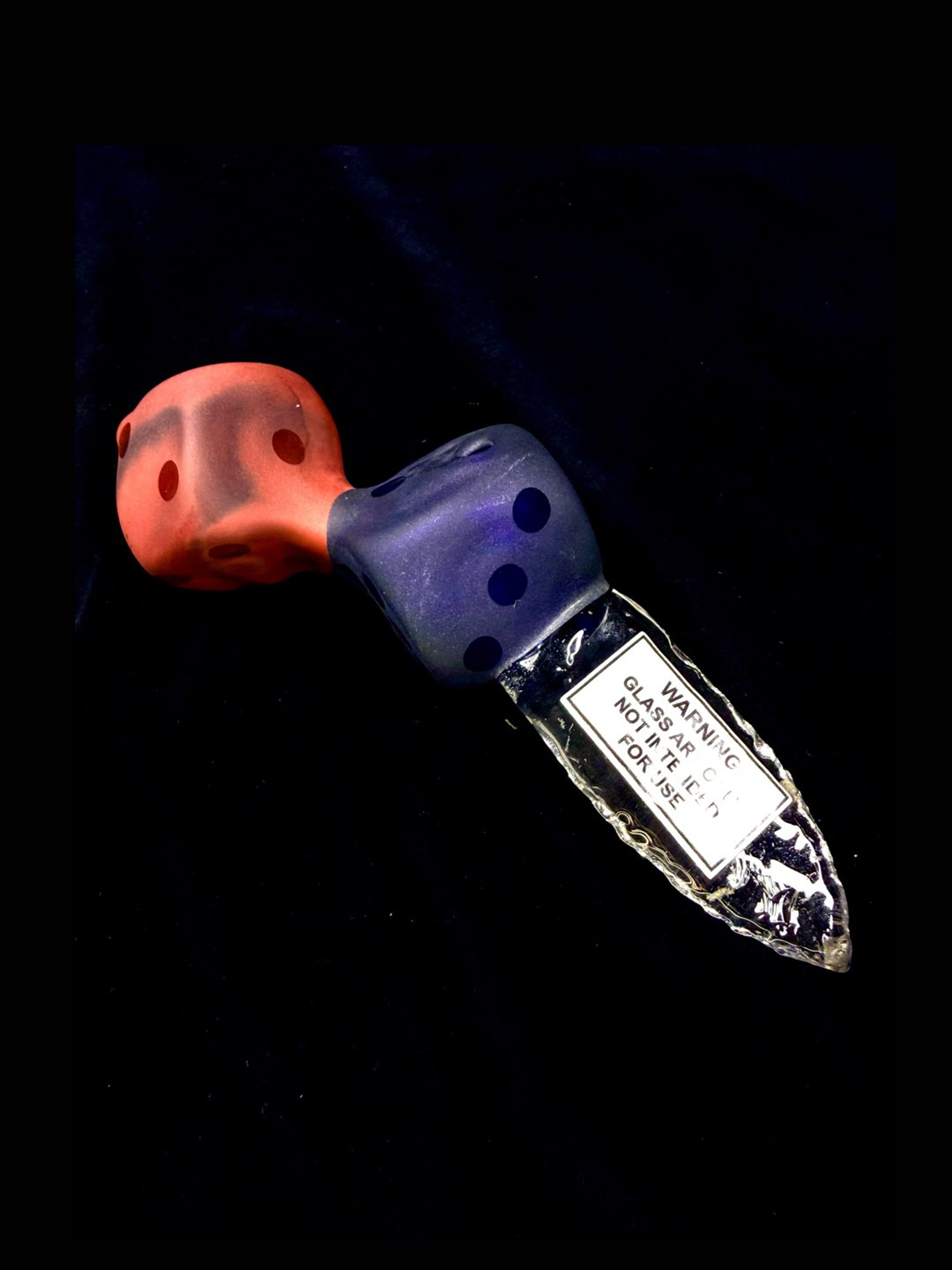 Preview pic of RARE 2007 Starfish Armory "Lucky Dice" Glass Dagger Pipe – Brand New Deadstock/Signed