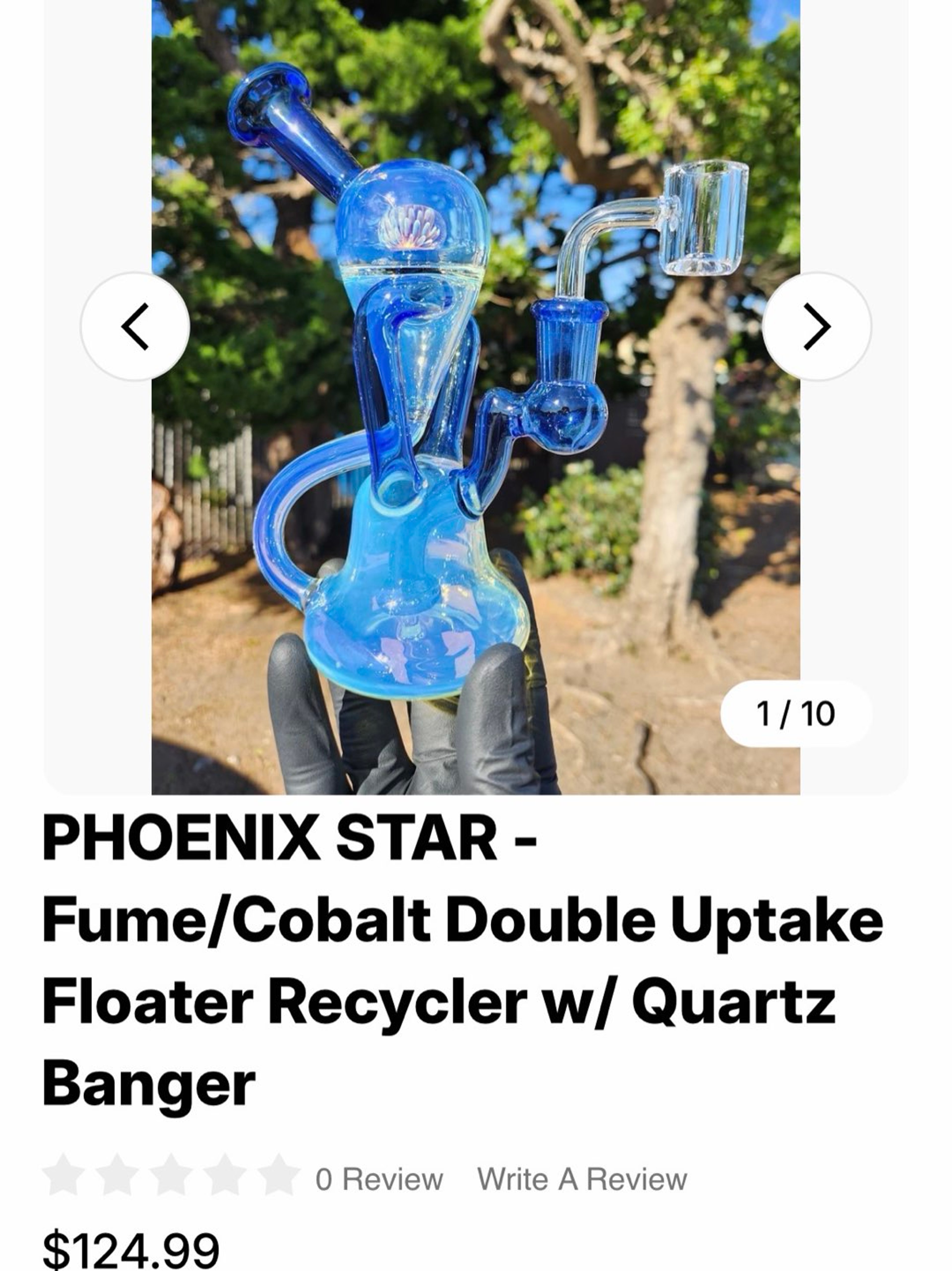 Preview pic of 7 inch cobalt fumed Phoenix star dab rig
