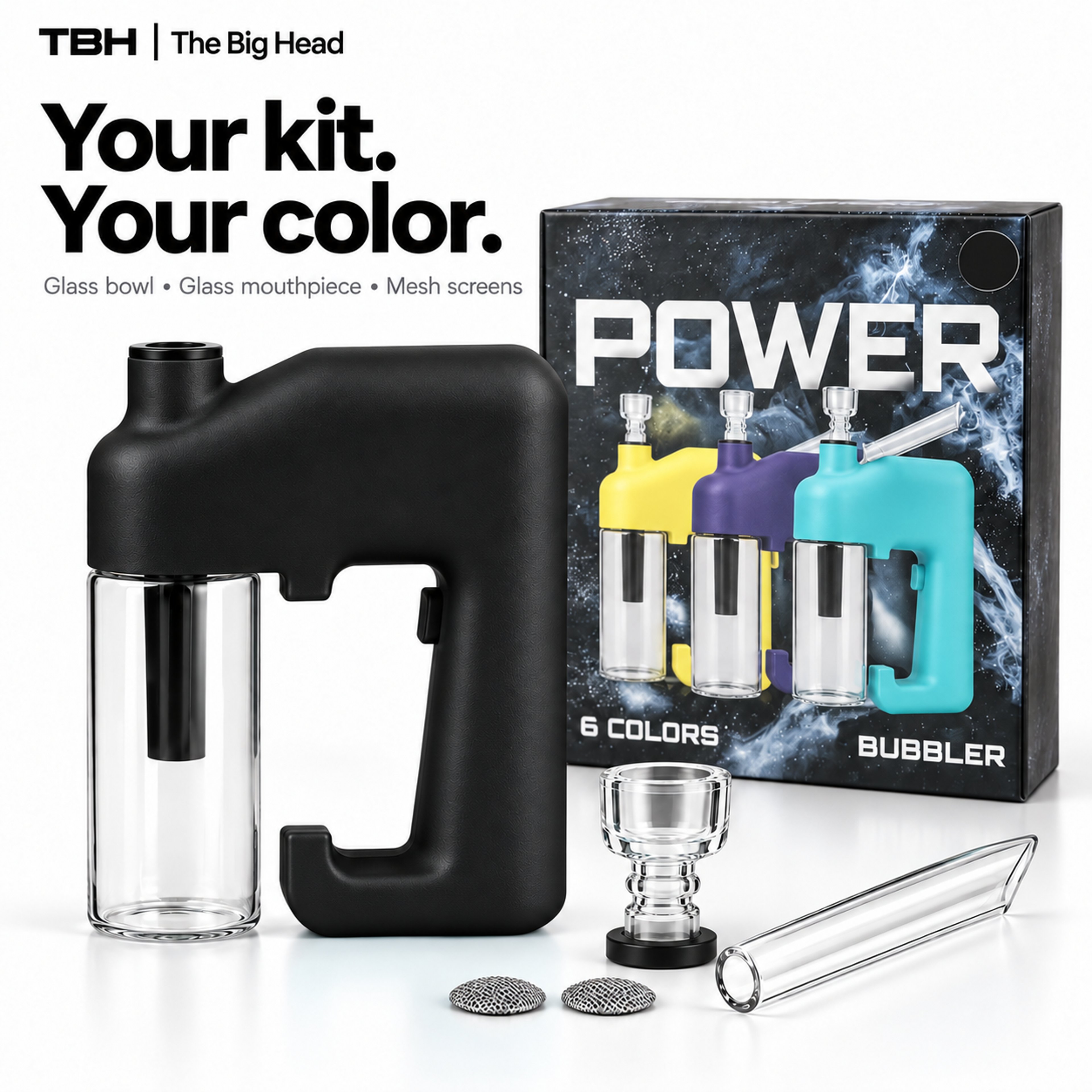 Preview pic of TBH Electric Bubbler 2 in 1 Bong Glass Black | Herb & Concentrate | 300-Day Warranty