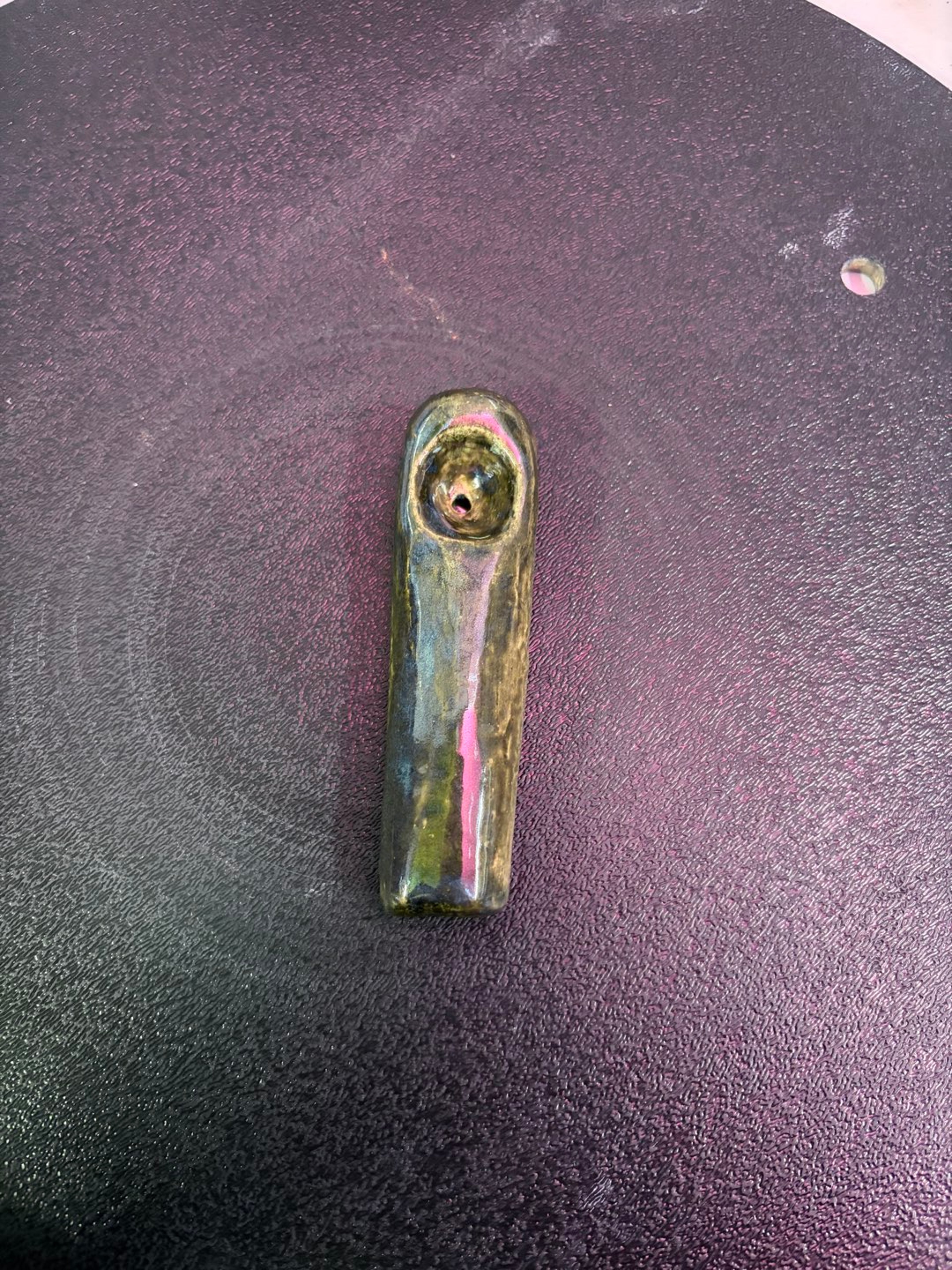 Preview pic of Dark Green Ceramic Pipe, Handmade