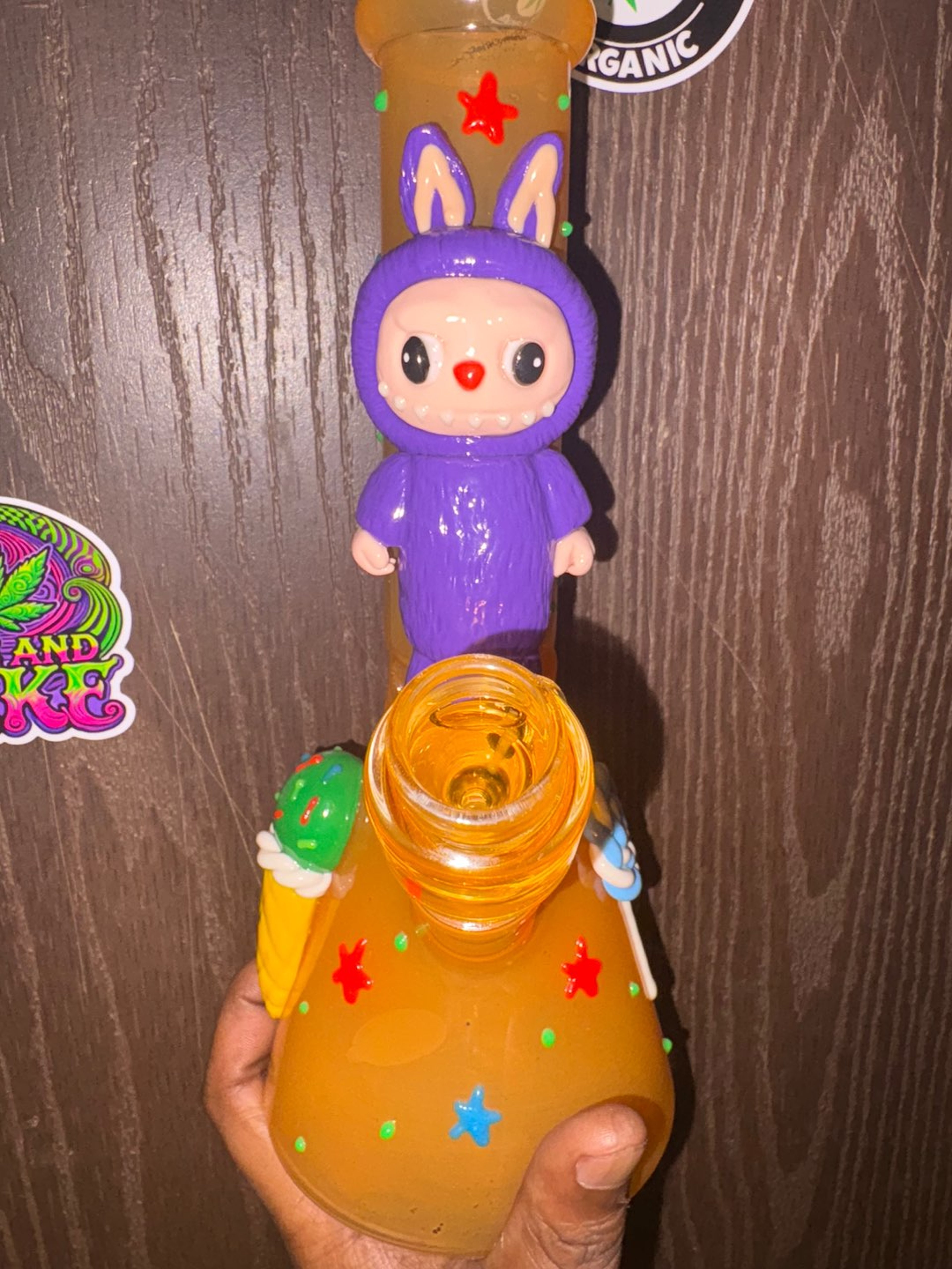 Preview pic of Purple Labubu Bunny Beaker – Freezable Glycerin Bowl + Glow-In-The-Dark Accents