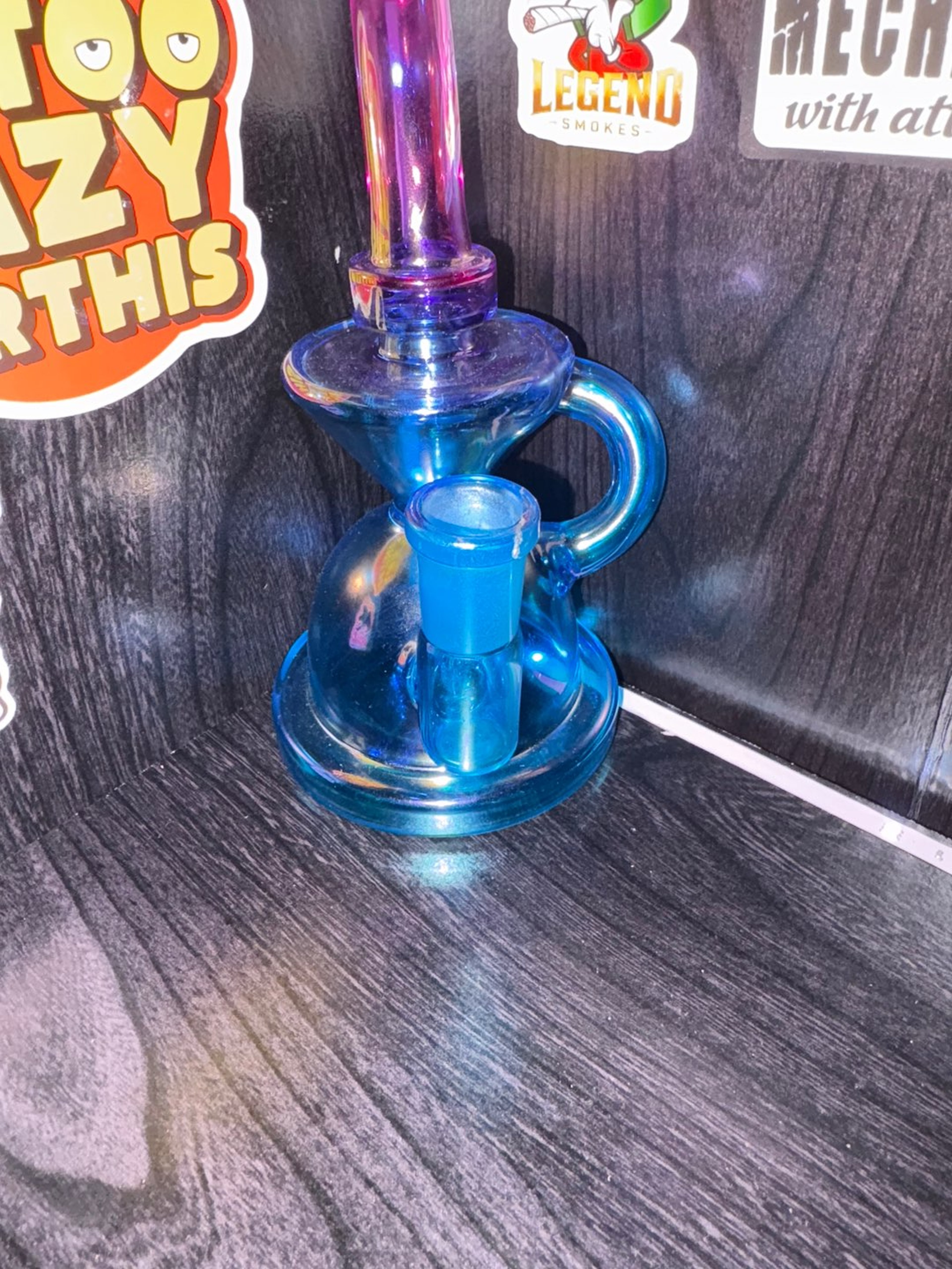 Preview pic of 6.5" Two-Tone Cobalt Blue & Magenta Mini Glass Recycler Rig⁠