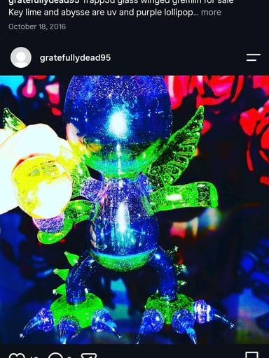 Preview pic of Trapp3d Glass Winged Gremlin Sculptural Water Pipe with Tool