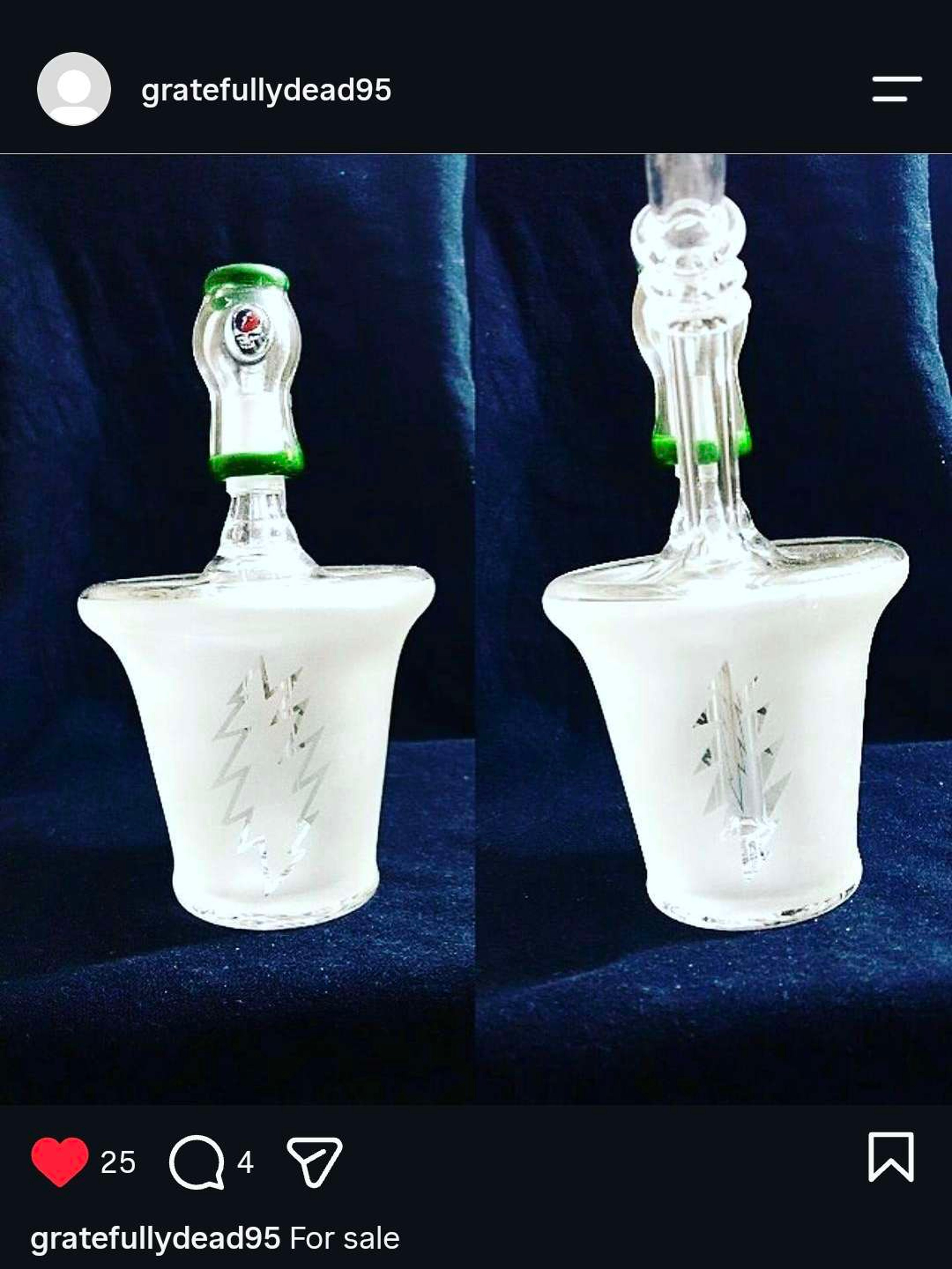 Preview pic of Natty Glass 9mm Grateful Dead Cup Water Pipe