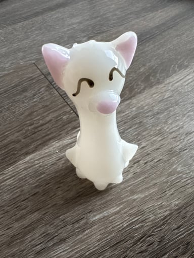 Preview pic of New White Cat Spoon pipe Stylish Shelf Sitter Flower Bowl Animal Art