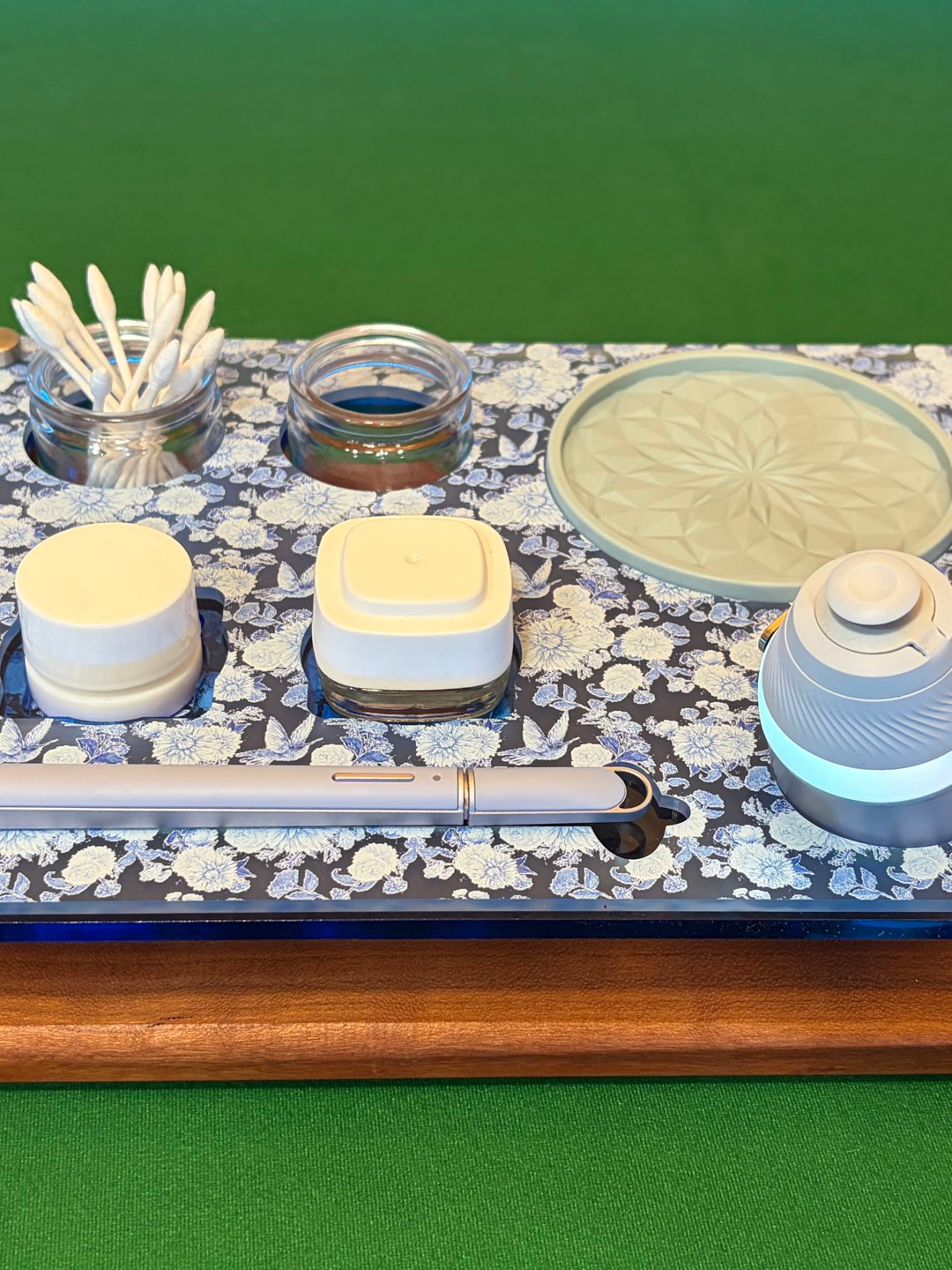 Preview pic of Dab Station Tray Organizer for PuffCo Proxy Pipe (Sherlock) | Acrylic Wood - Fine Porcelain Pattern