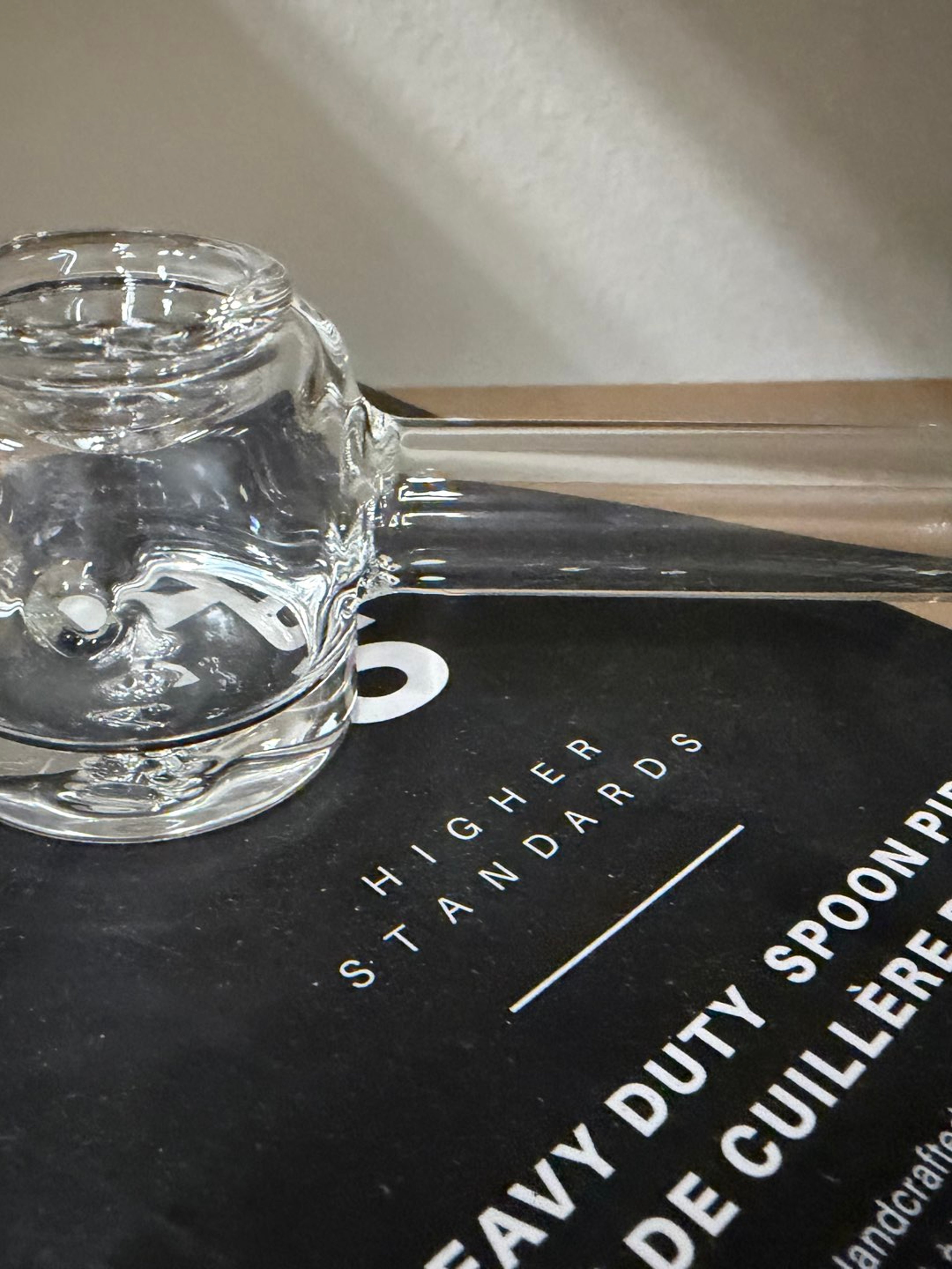 Preview pic of Higher Standards Heavy Duty Spoon Pipe – Clear Glass – Made in USA
