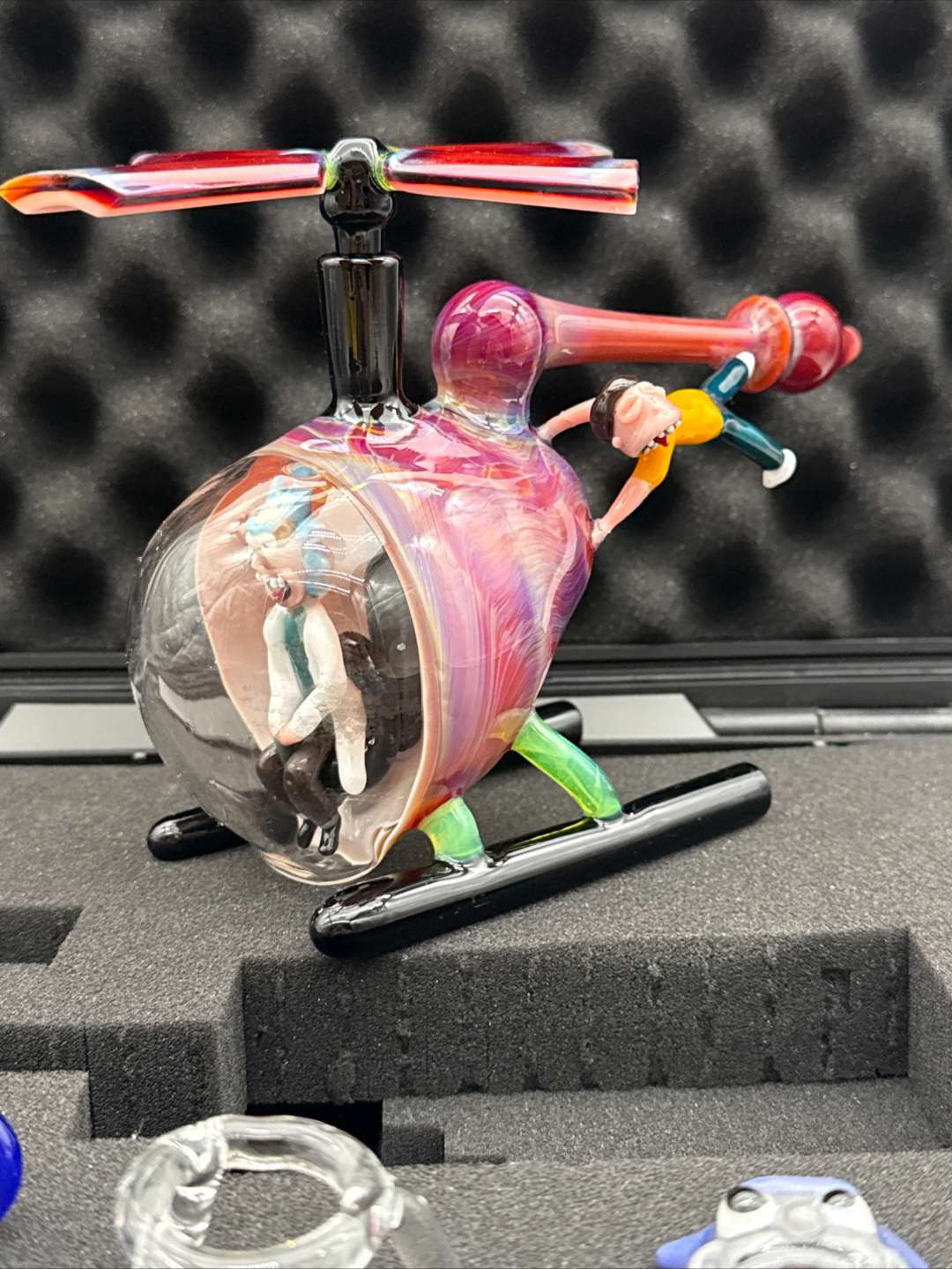 Preview pic of Heady Rick & Morty Helicopter Rig – Encased Rick, Morty Mouthpiece, 2 Caps + STR8 Case