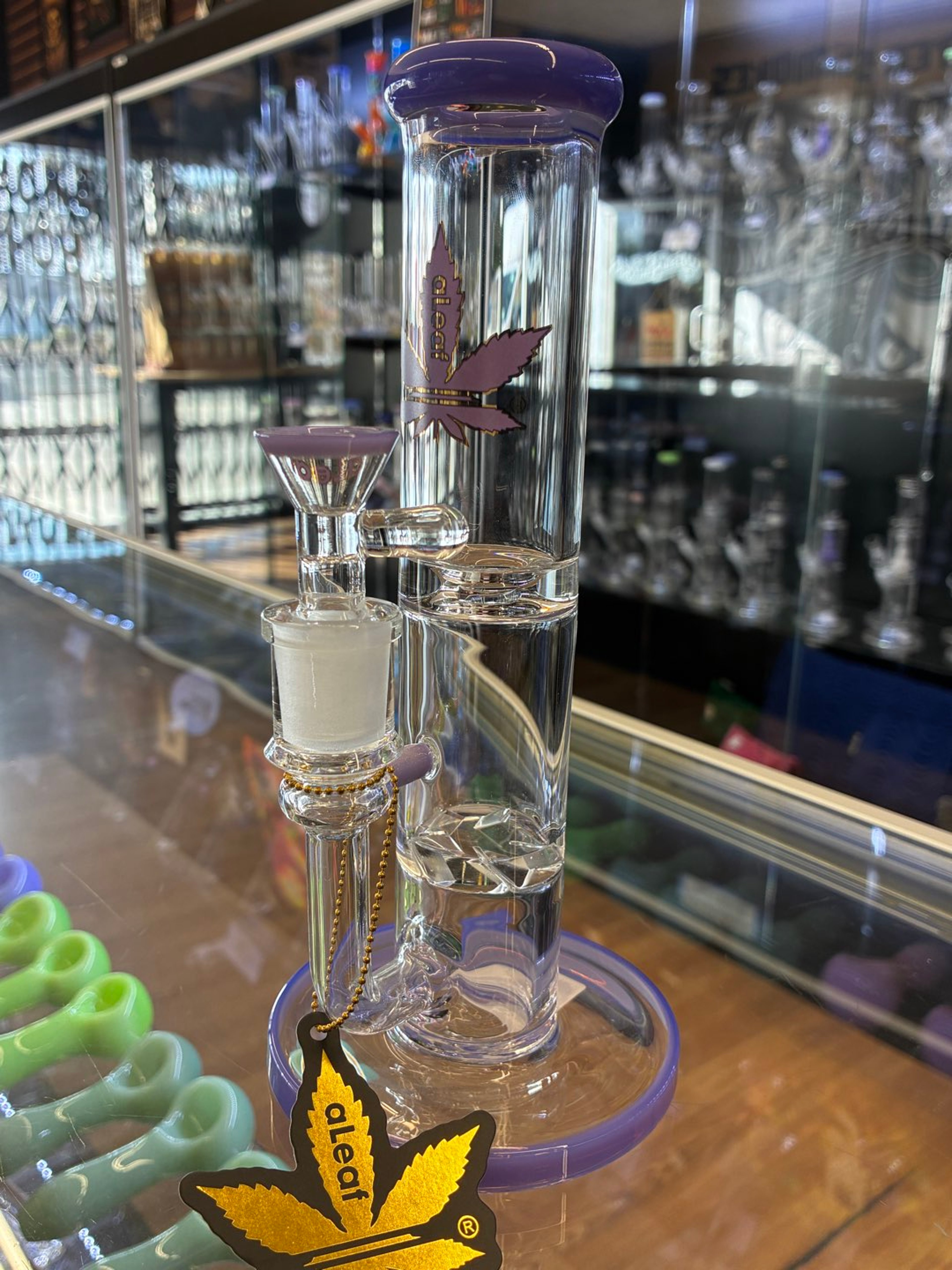 8” Stemless A Leaf Glass with Turbine Perc image 0