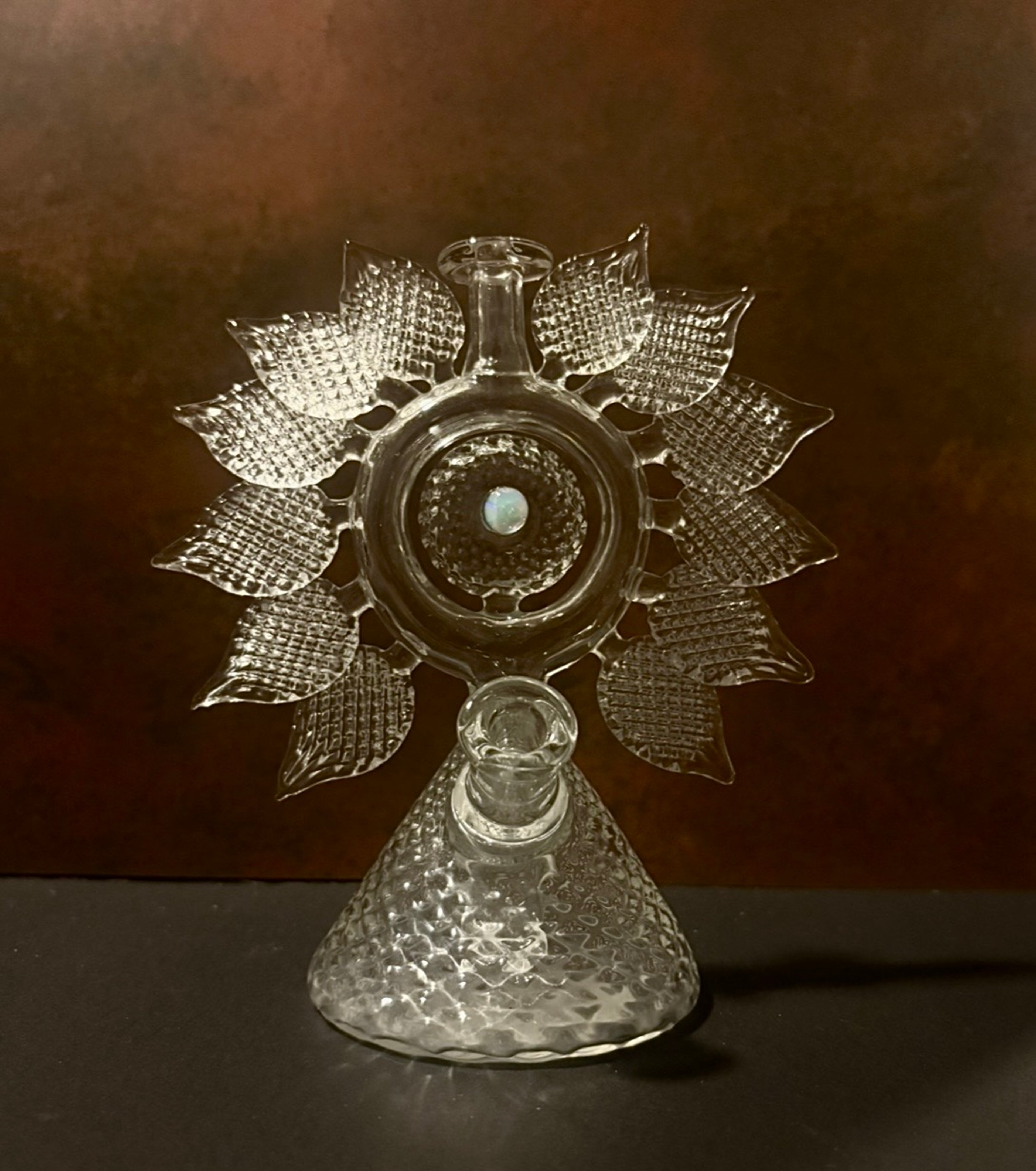 (obo) James Lang Glass — 1/2 Snowflake Rig | Clear Diamond Tech | Opal Center image 0