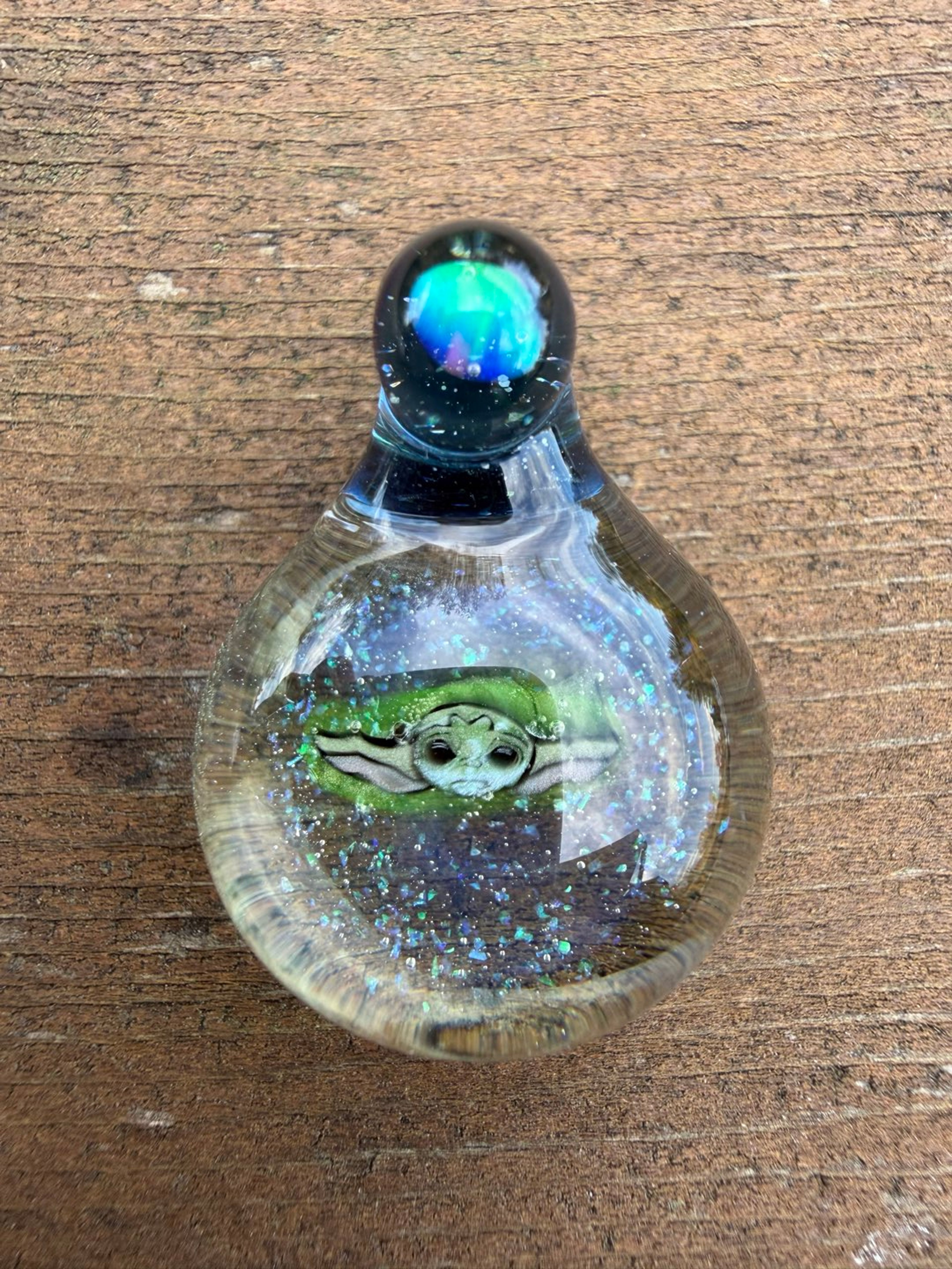 Fortunate Glass baby Yoda pendant image 0