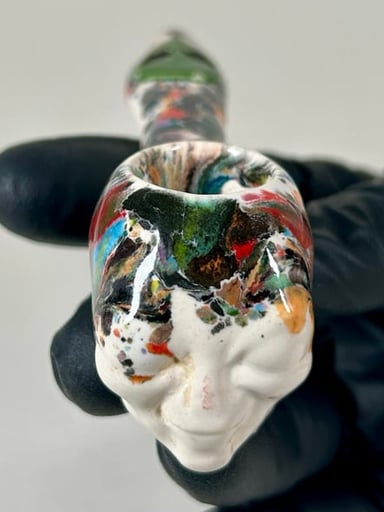 Preview pic of Alien Pipe - 4.5 Inches - Ceramic - Multi-colored - FREE SHIPPING!
