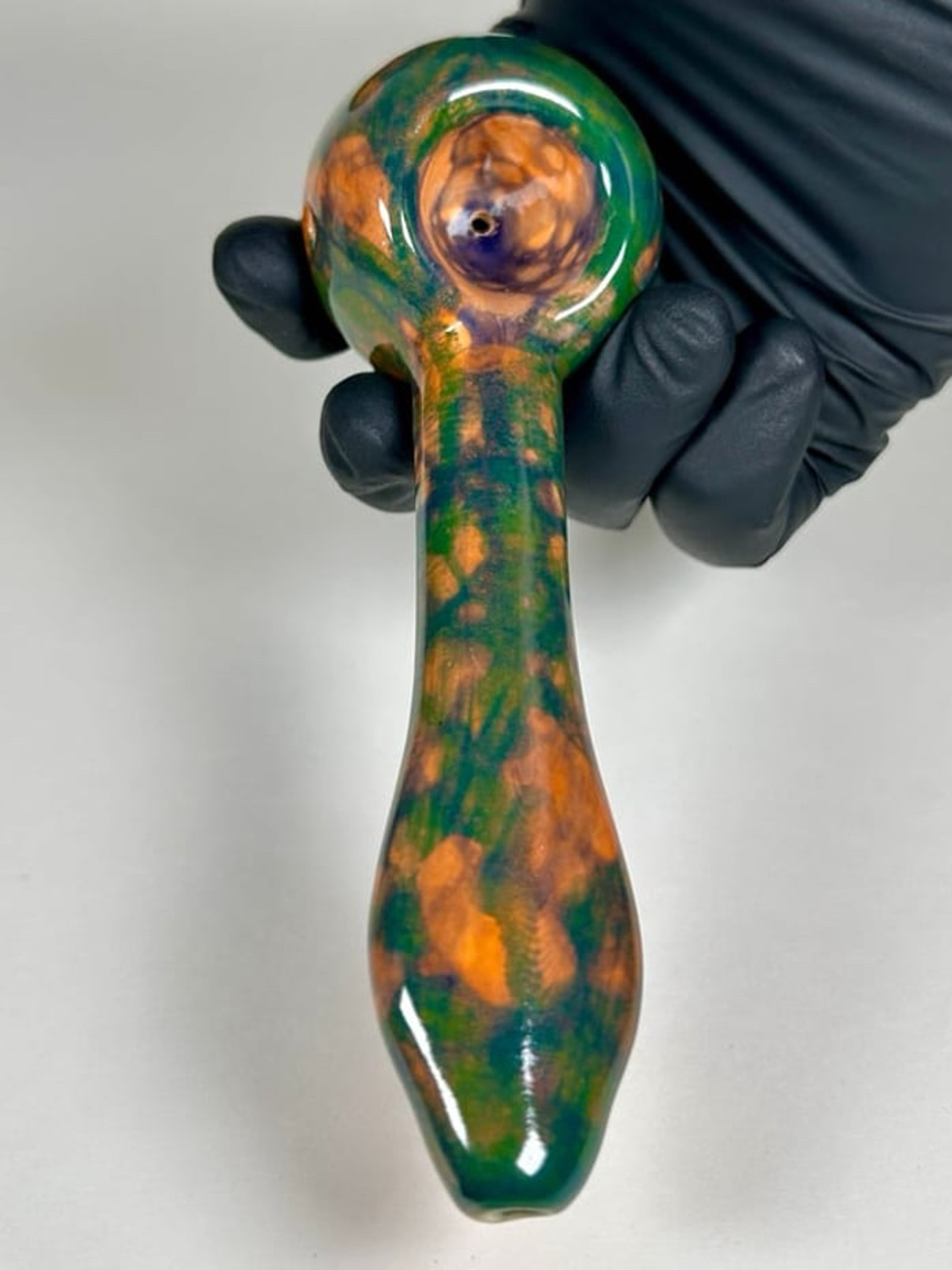 Spoon Pipe - 6.25 Inches - Ceramic - Orange, Green and Purple - FREE SHIPPING! image 0