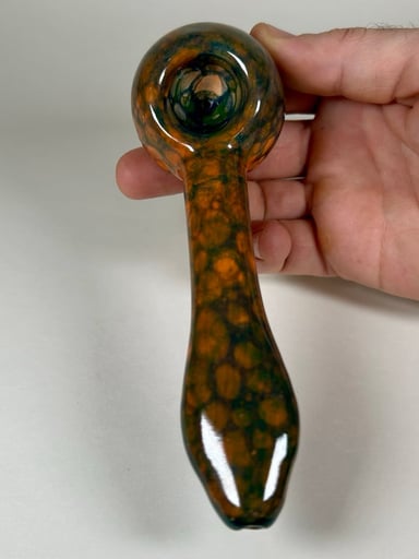 Preview pic of Spoon Pipe - 6.25 Inches - Ceramic - Orange, Green and Blue - FREE SHIPPING!