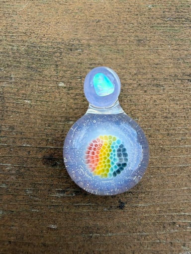 Preview pic of Fortunate Glass rainbow honeycomb pendant