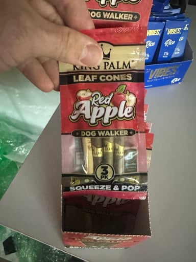 Preview pic of Box of long palm - leaf cones - red apple