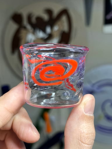 Preview pic of Shot glass with (blu v over) orange accents