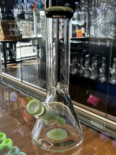 Preview pic of 11” 9mm Beaker Tube with Teal and Black