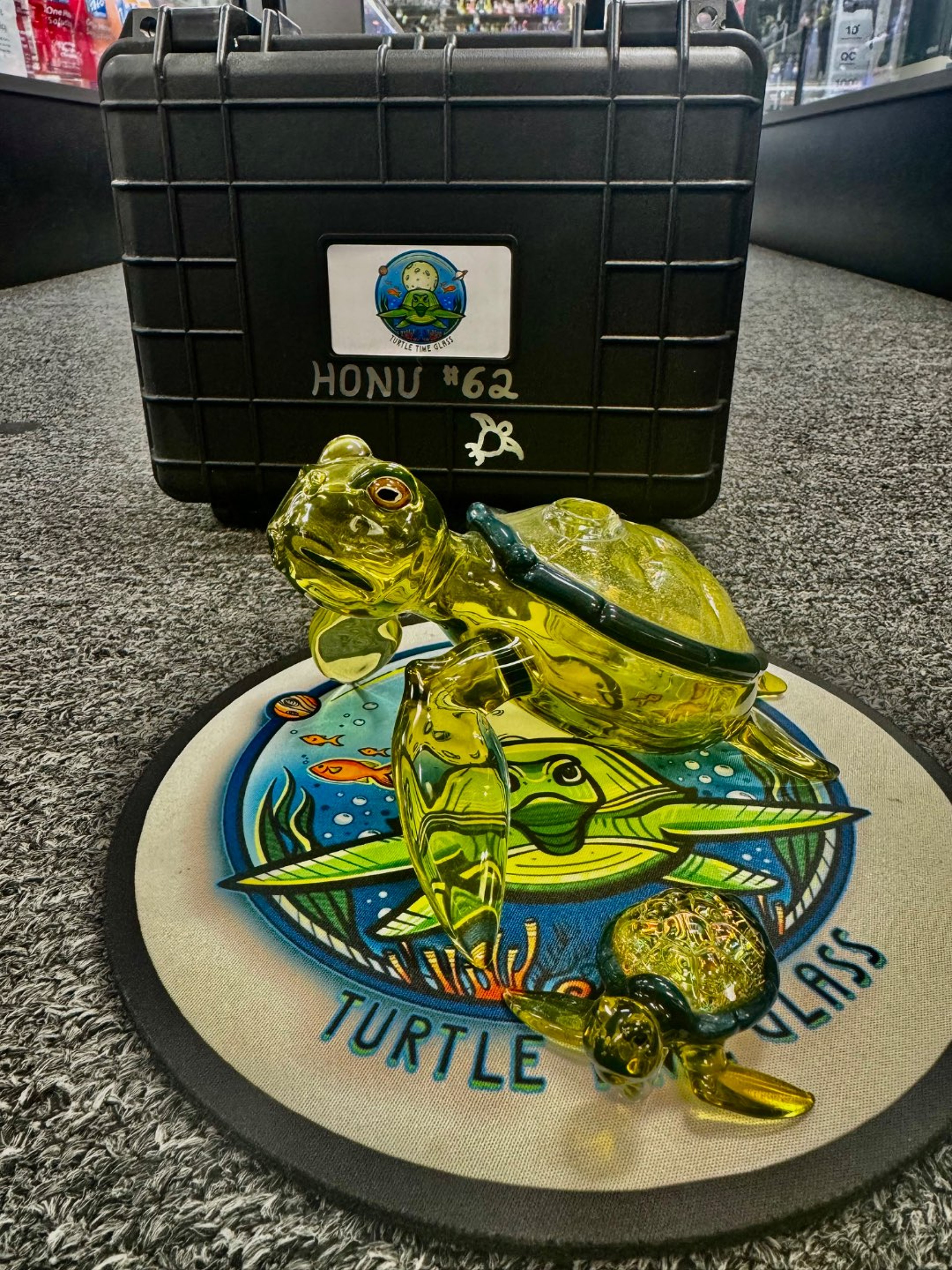 Turtle Time Glass Turtle with Turtle Pendant image 0