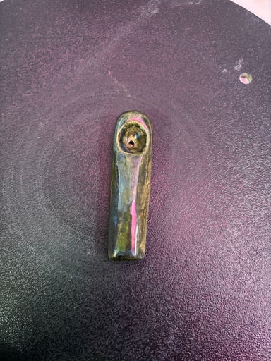 Preview pic of Dark Green Ceramic Pipe, Handbuilt