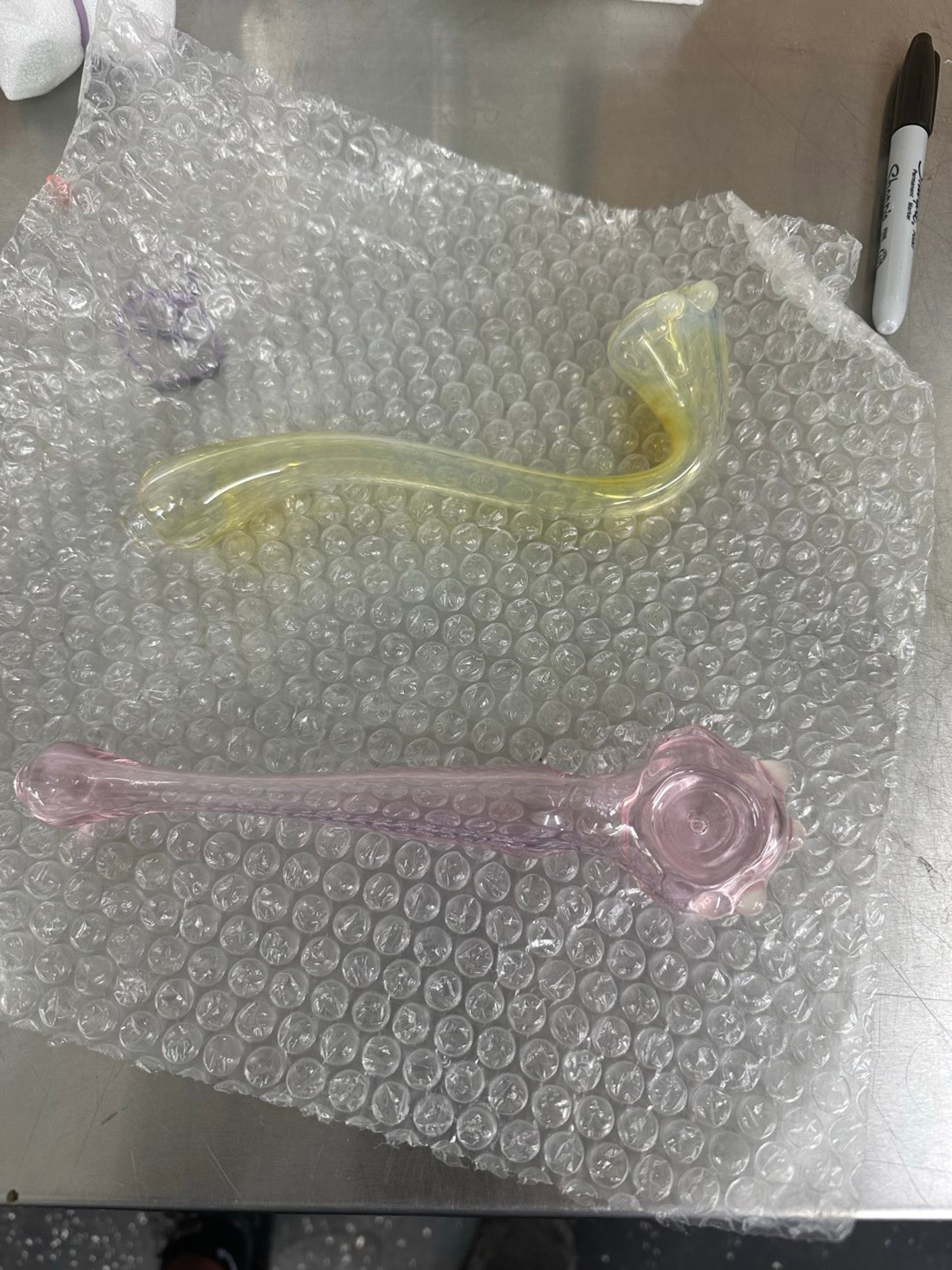 2 glass gandolph pipes image 0