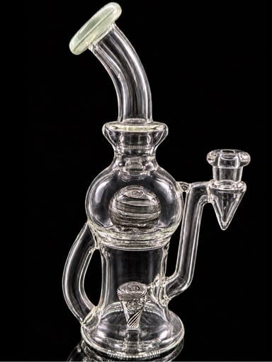 Preview pic of Tube Sock Glass Hustle Brain Bubbler – Black & White Wig Wag Ball Blooper Recycler Rig
