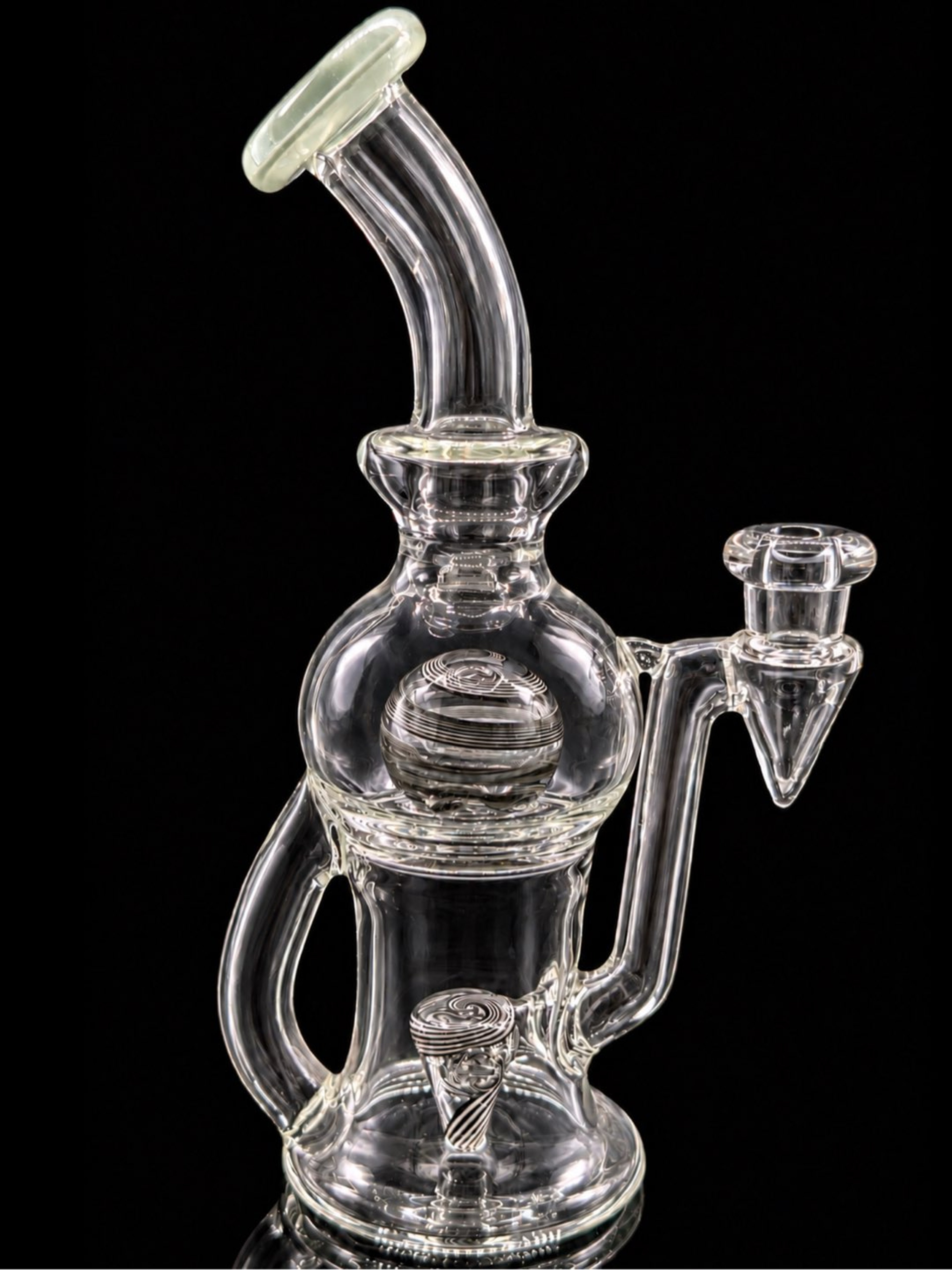 Tube Sock Glass Hustle Brain Bubbler – Black & White Wig Wag Ball Blooper Recycler Rig image 0