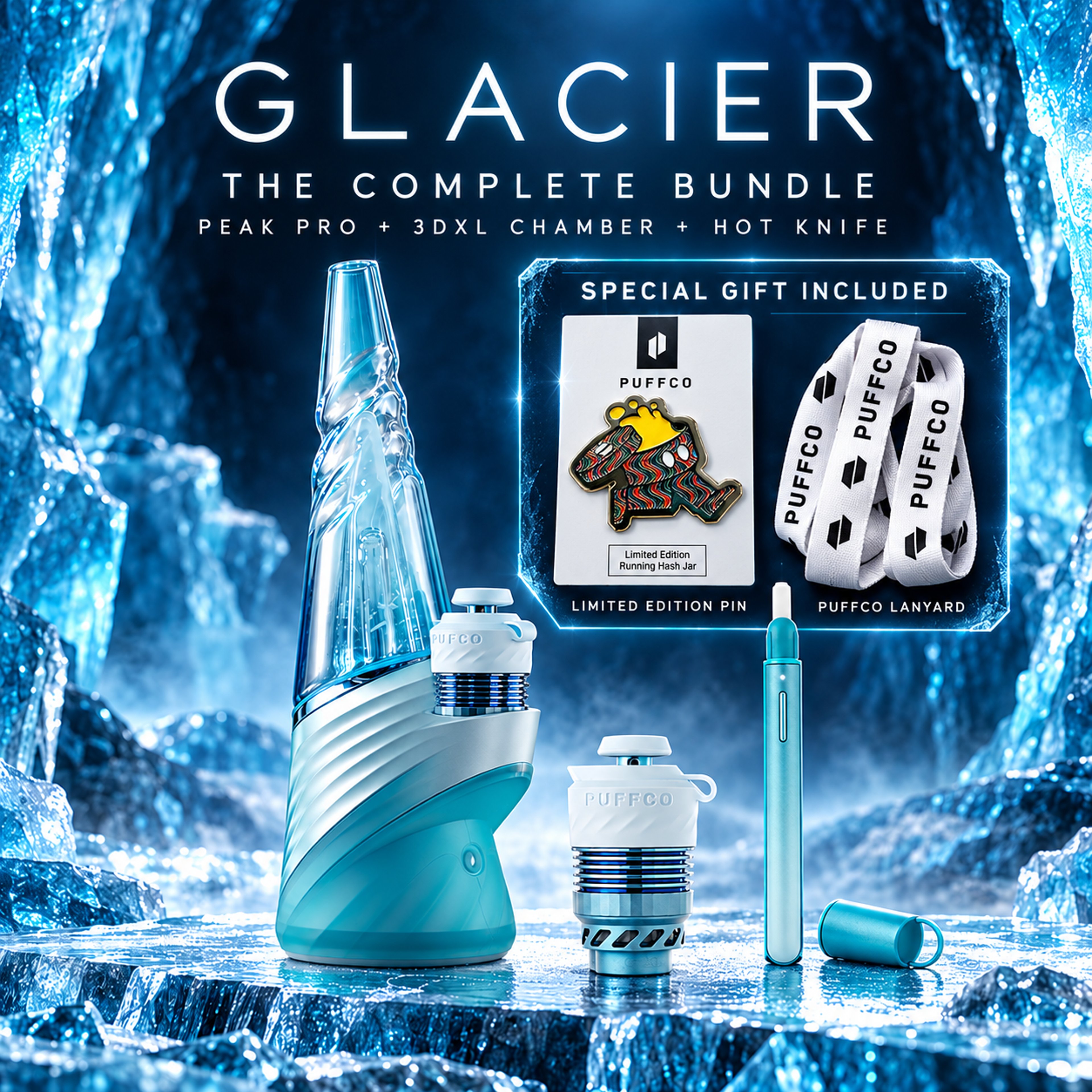 Preview pic of 🆕 Puffco Peak Pro Glacier Bundle — 3DXL Kit + Spare Chamber + Hot Knife + FREE Gift (Only 1 Available!)