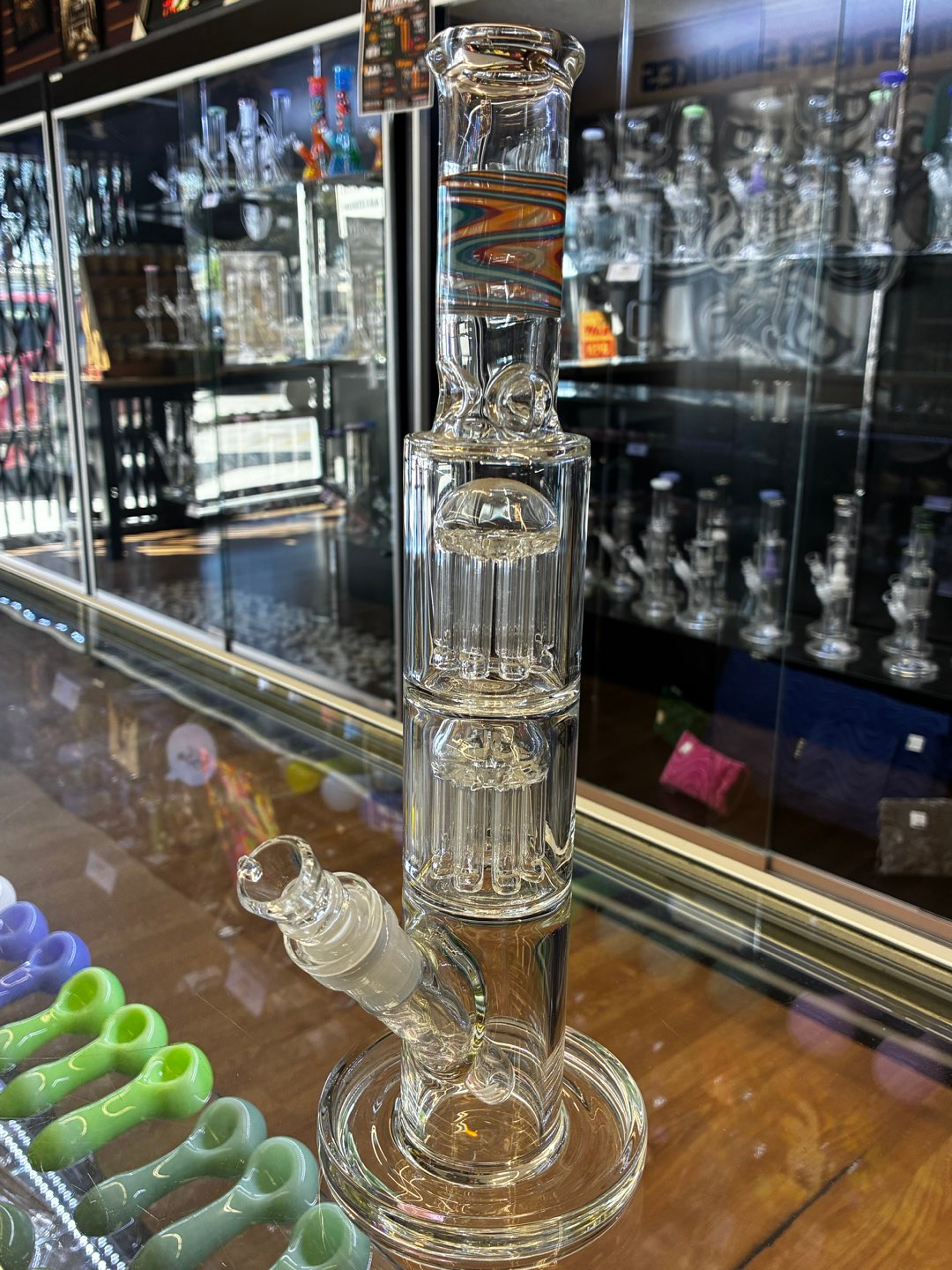12” Cali Made Straight Tube with Double 8 Arm Perc with Wig Wg Top with 14mm Snapper Bowl image 0
